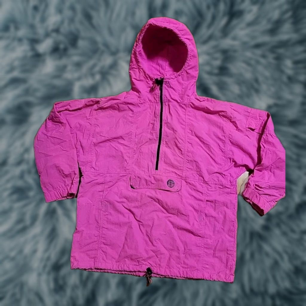 Vintage VINTAGE Brass Plum Windbreaker Pink Nylon Hooded XL 46"x28" Cinch Waist 1990s Womens Size XL / US 12-14 / IT 48-50 - 1 Thumbnail