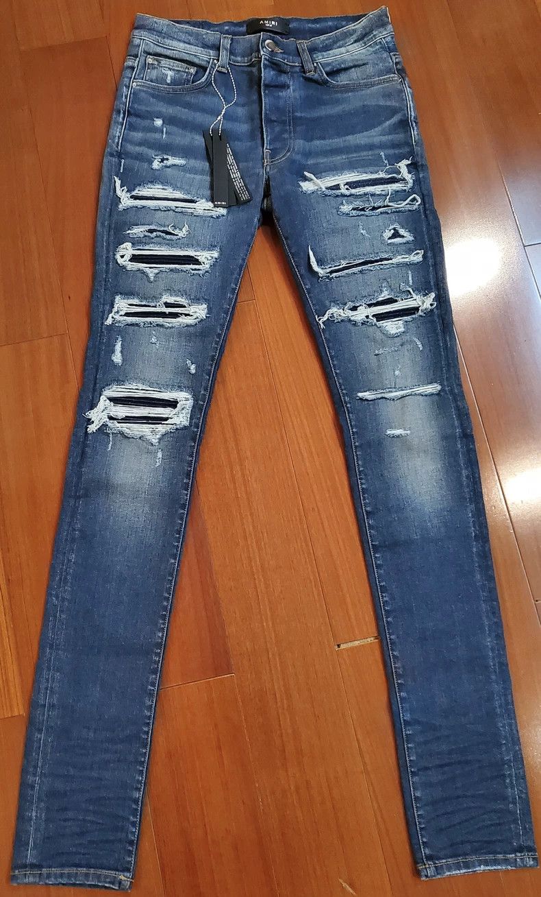 Amiri Amiri glitter patched mx1 blue jeans Size US 32 / EU 48 - 1 Thumbnail