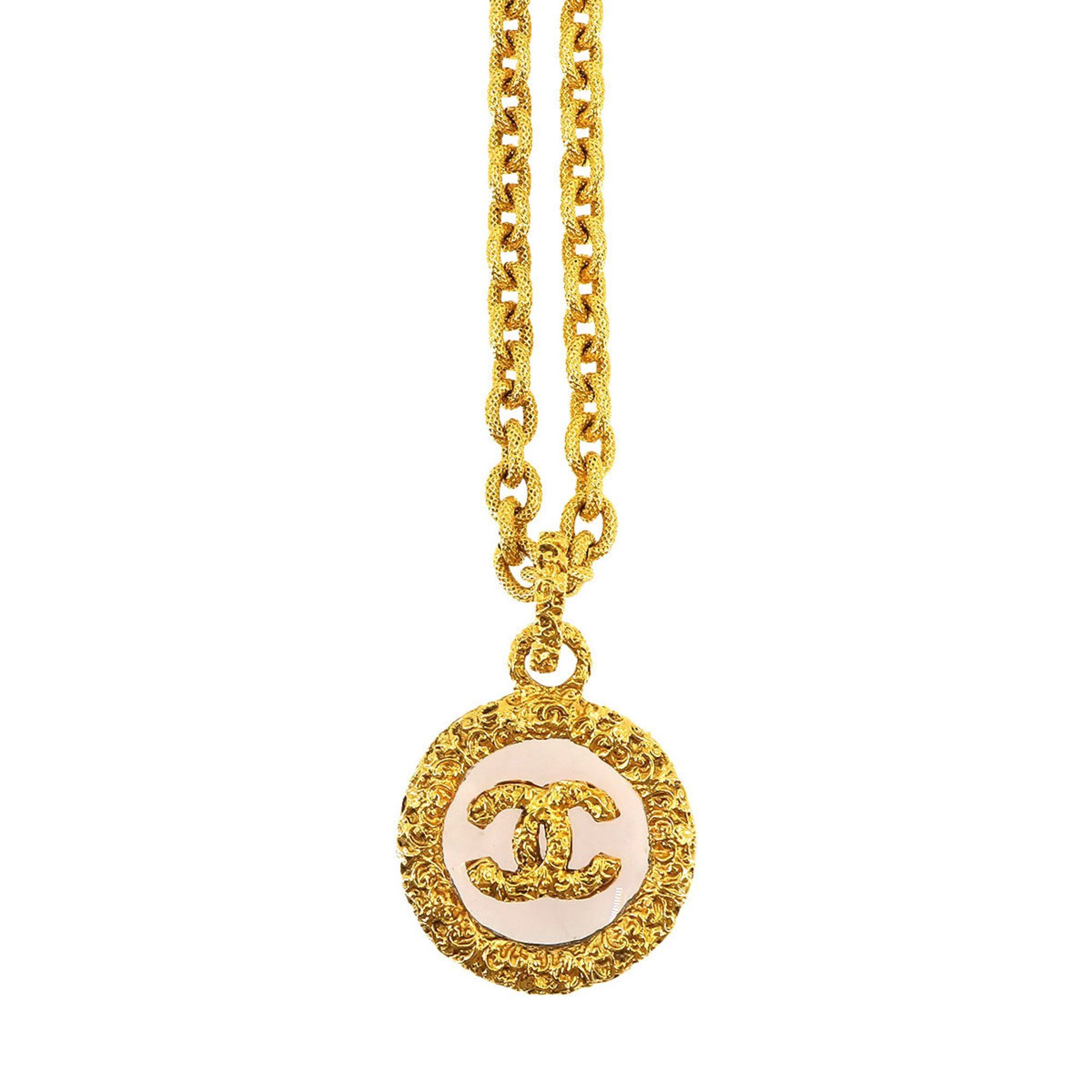 image of Chanel Loupe Coco Mark Long Necklace Gold 95A, Women's