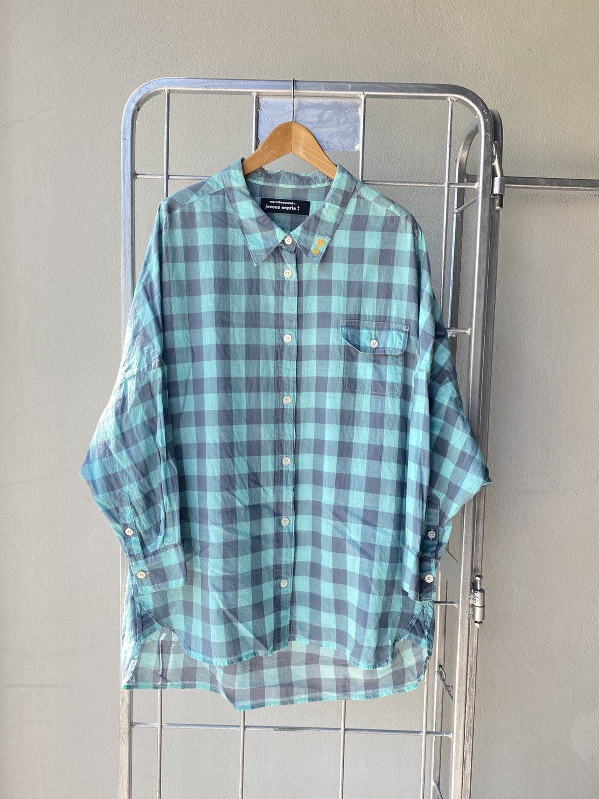 mercibeaucoup mercibeaucoup, jevous enprie Mint Checkered Button-Up Shirt Size XS / US 0-2 / IT 36-38 - 8 Thumbnail