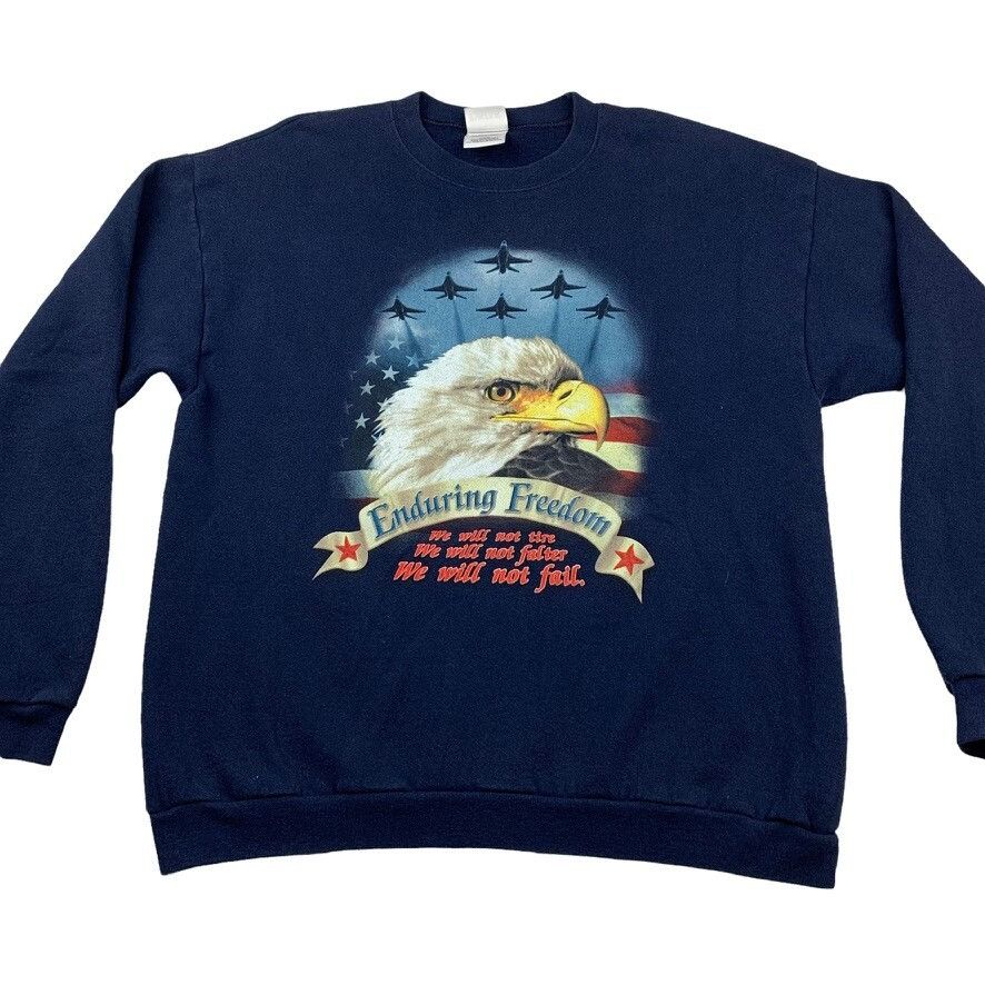 Tultex VTG Iraq Enduring Freedom Men's USA Eagle Fighter Jet Sweats Size US XL / EU 56 / 4 - 2 Thumbnail