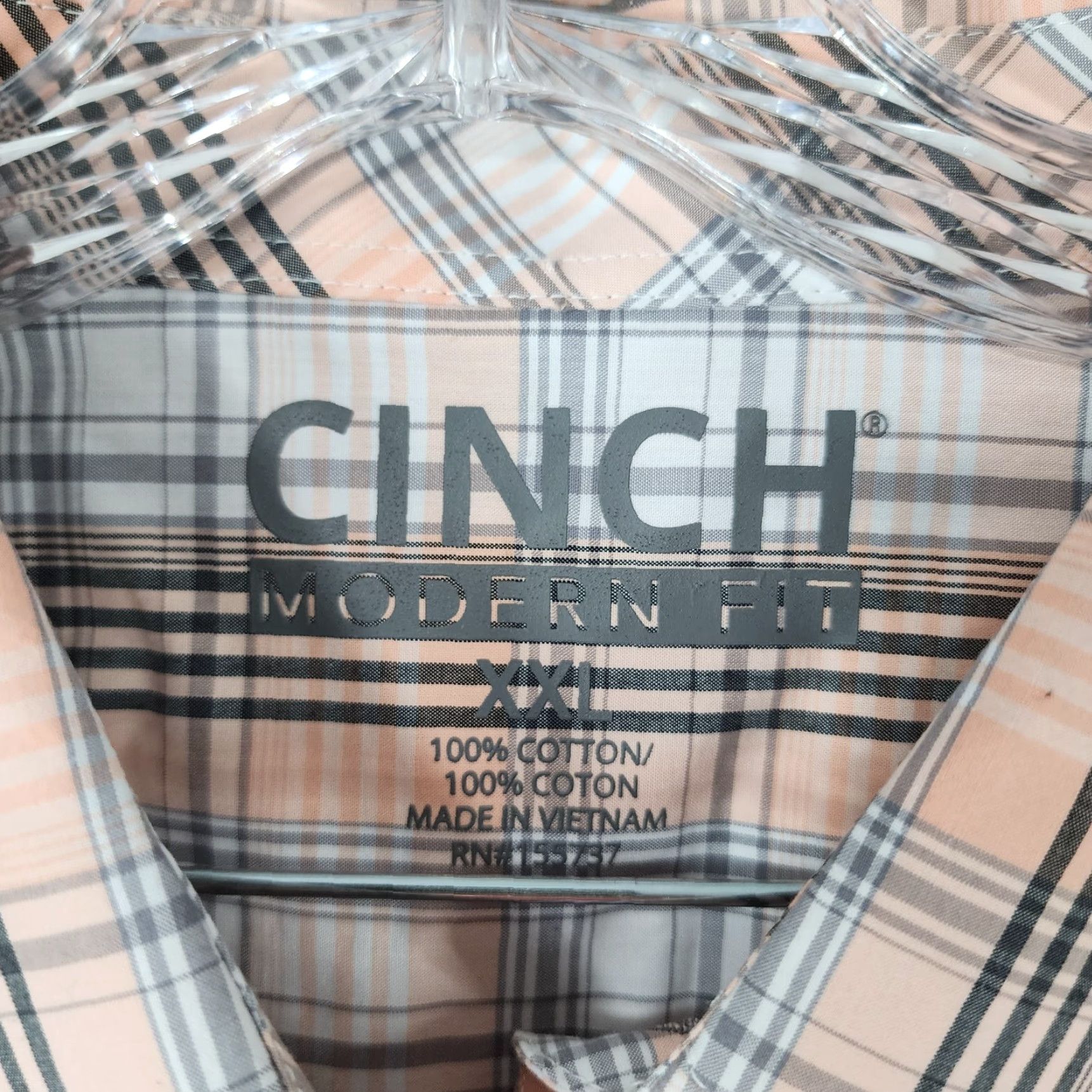Vintage CINCH Shirt Men 2XL Modern Fit Peach White Plaid Long Sleeve Button-Up Mens 2XL Peach Plaid Classic Size US XXL / EU 58 / 5 - 4 Thumbnail