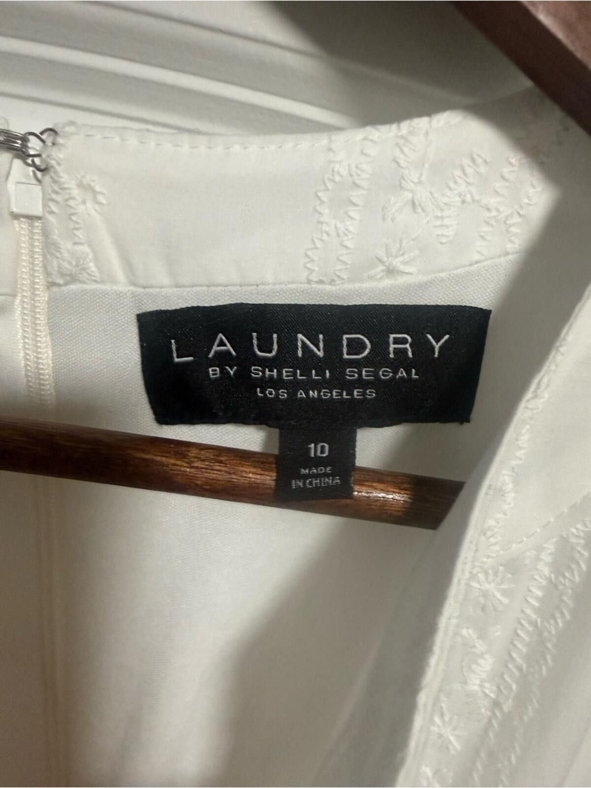 Other Laundry By Shelli Segal White Eyelet Tiered Mini Dress Size L / US 10 / IT 46 - 2 Thumbnail