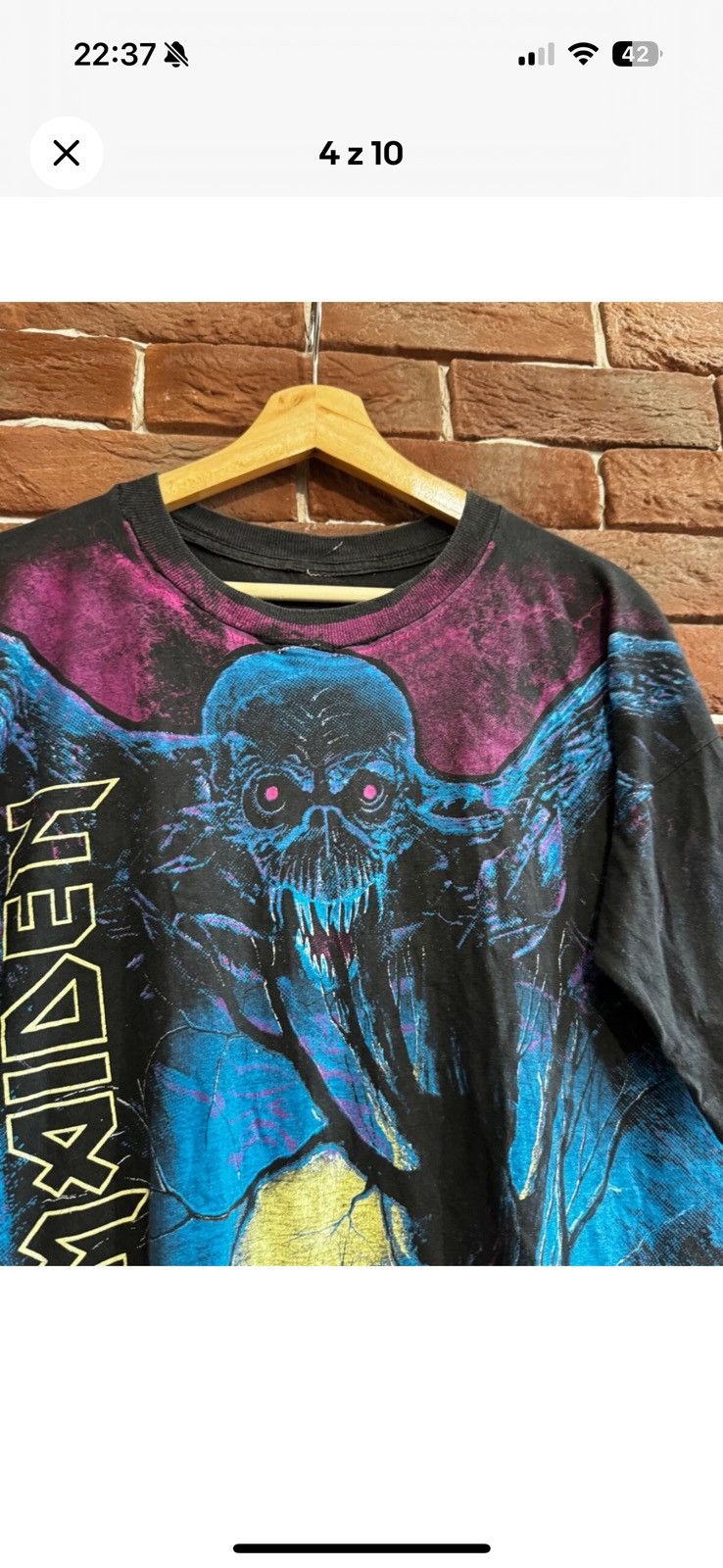 Vintage Vintage 90s Iron Maiden Fear Dark All Over Print Band Tee XL Size US L / EU 52-54 / 3 - 4 Thumbnail