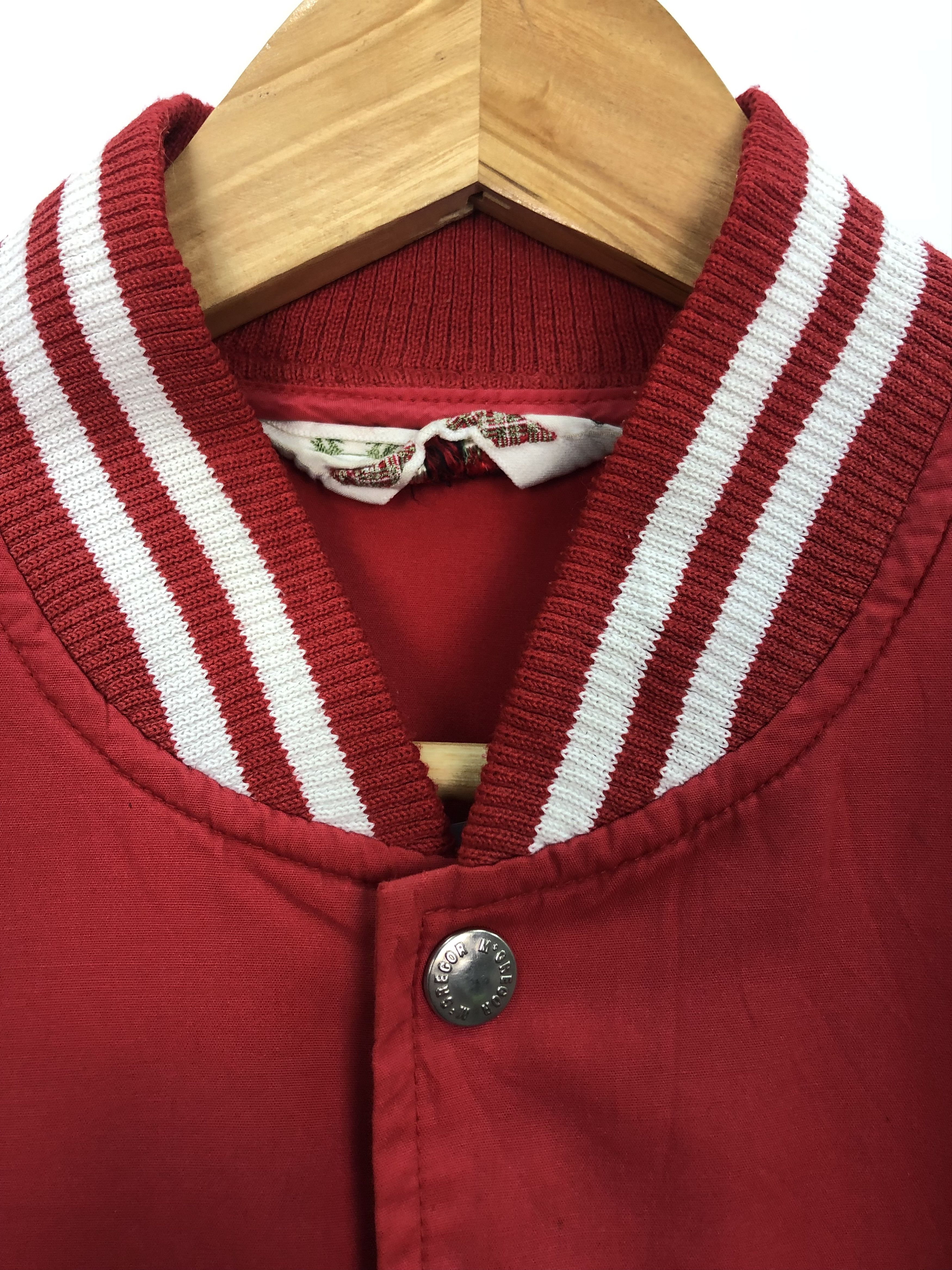 McGregor × Vintage Vintage 90s Mcgregor Wool Varsity Jacket Red J0156 Size US L / EU 52-54 / 3 - 5 Thumbnail