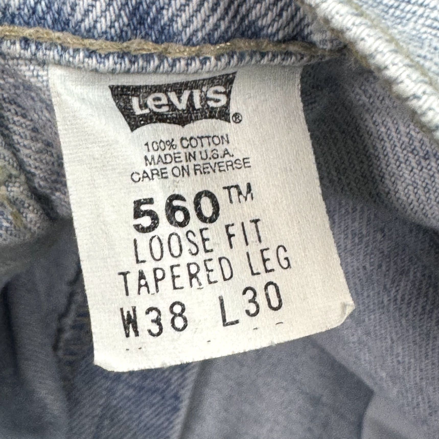 Levi's VINTAGE Levi's 560 Jeans Mens 38x30 Blue Denim Cotton 5-Pocket Loose Tapered Regular Fit USA Pants Workwear Mens Size US 38 / EU 54 - 4 Thumbnail