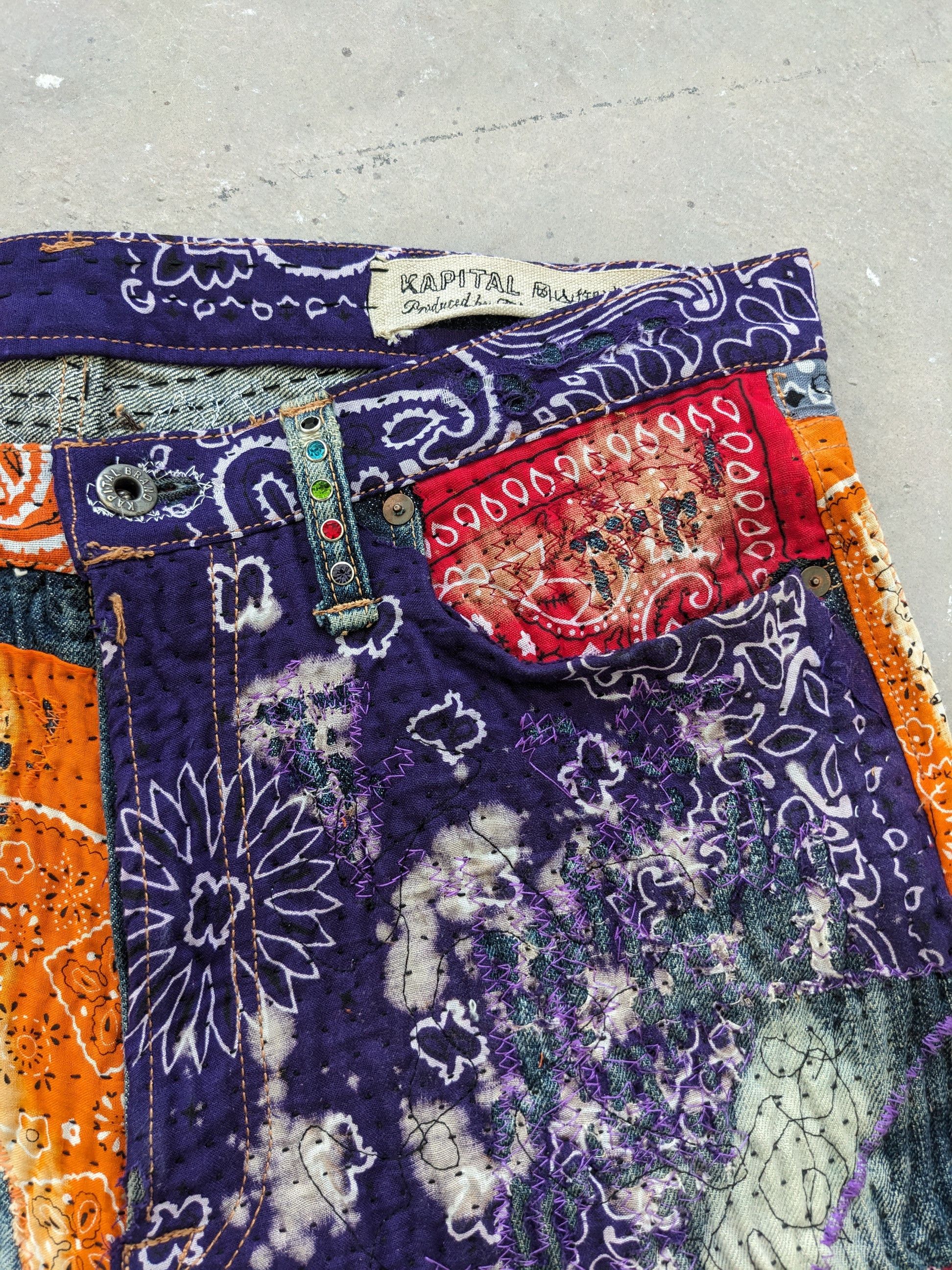 Art Comes First × Japanese Brand × Kapital 1/1 World Kapital Reconstruction Denim Bandana Over Design Size US 35 - 9 Thumbnail
