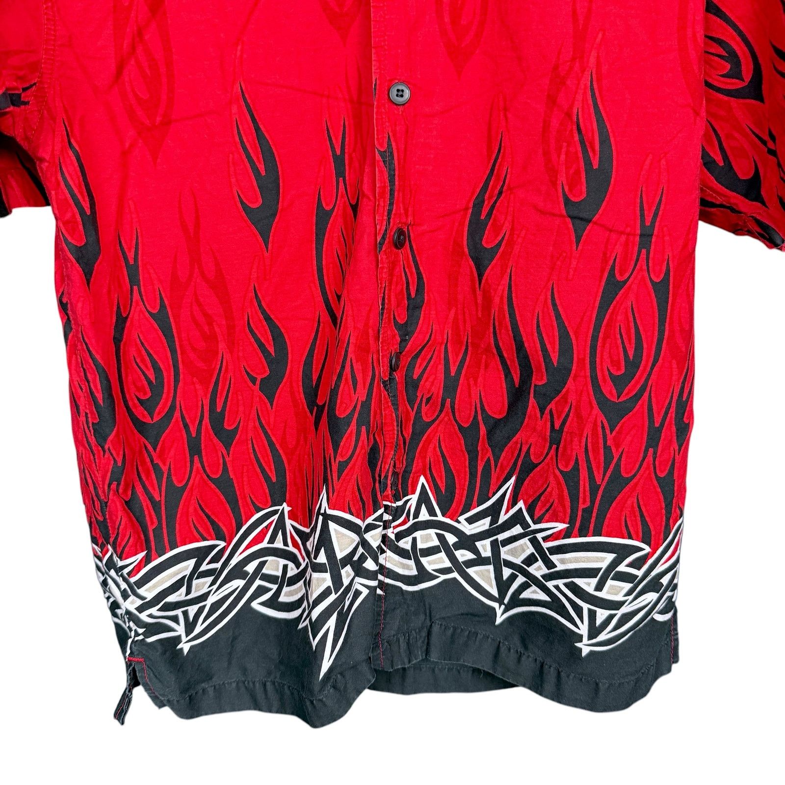 Other Vintage Y2K No Boundaries Flame Shirt Mens Medium Red Black Size US M / EU 48-50 / 2 - 5 Thumbnail