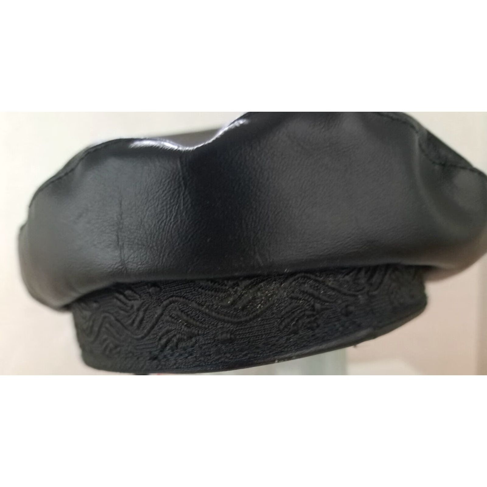 Vintage VINTAGE Genuone Leather Motorcycle Hat Leather with Trim Ladies Large USA Made Black Size ONE SIZE - 3 Thumbnail