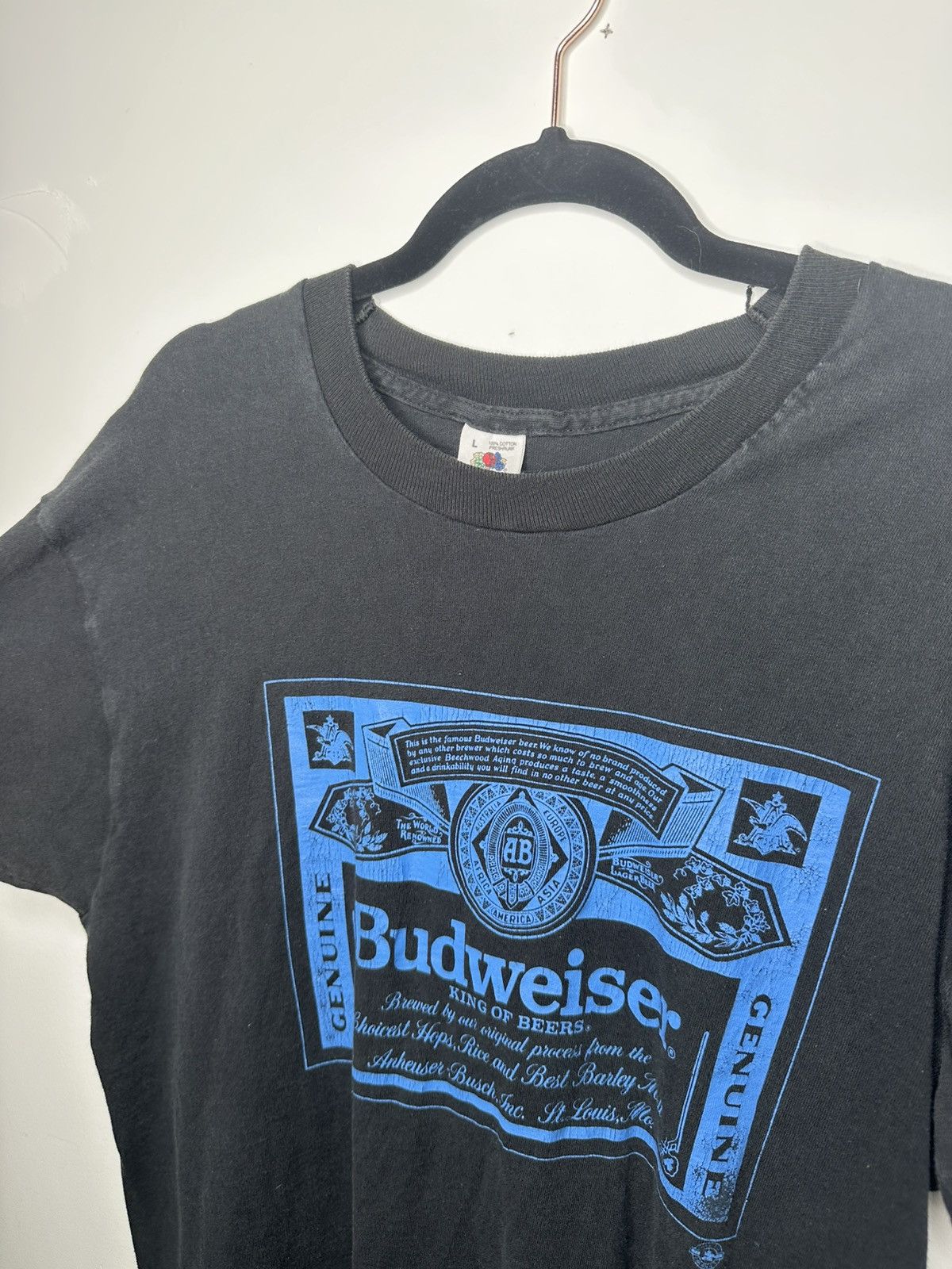 Budweiser × Vintage Black Vintage 90s Budweiser Beer shirt Size US L / EU 52-54 / 3 - 6 Thumbnail