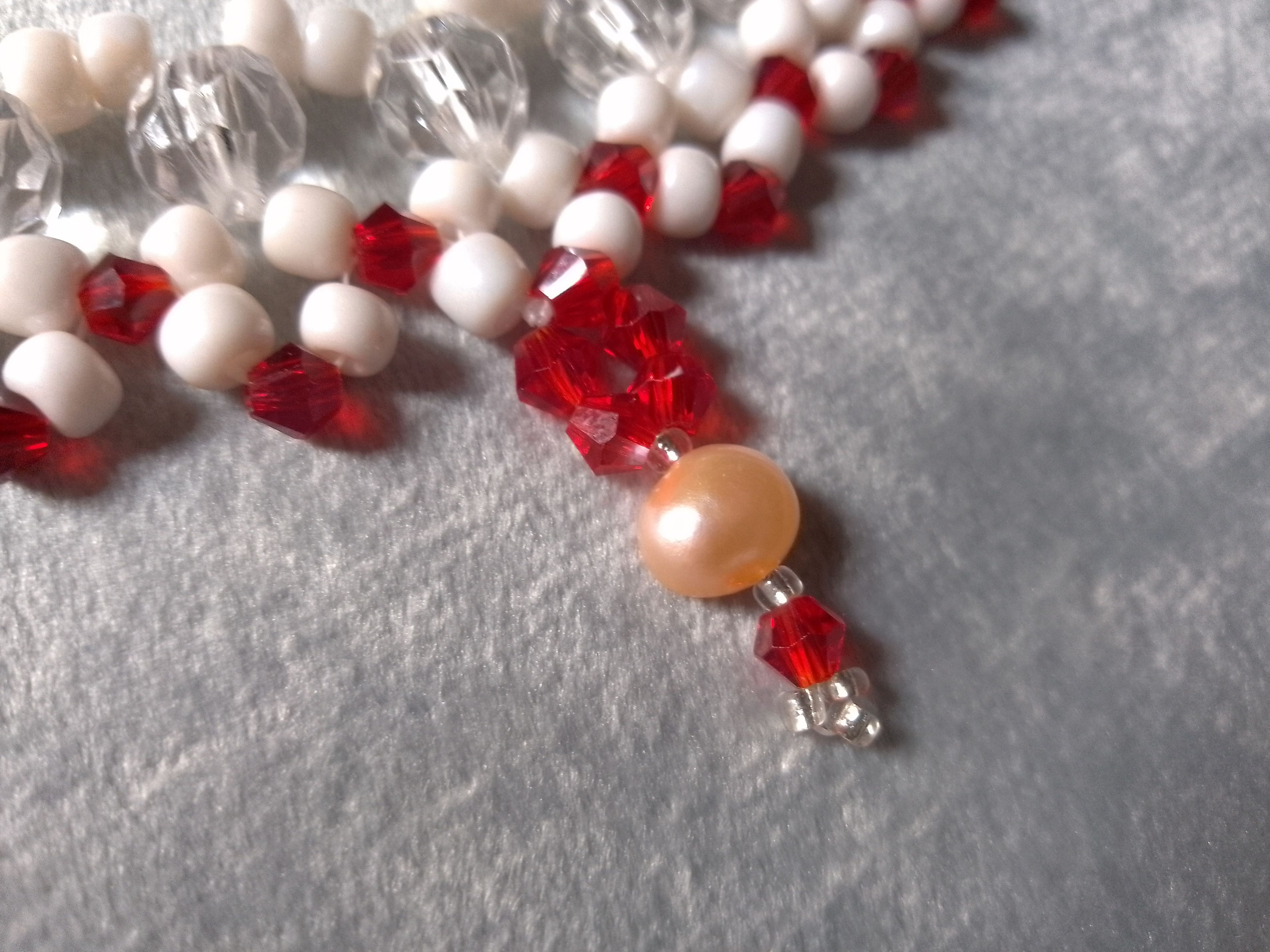 Handmade Elegant Necklace Ivory red with river pearl pendant Size ONE SIZE - 7 Thumbnail
