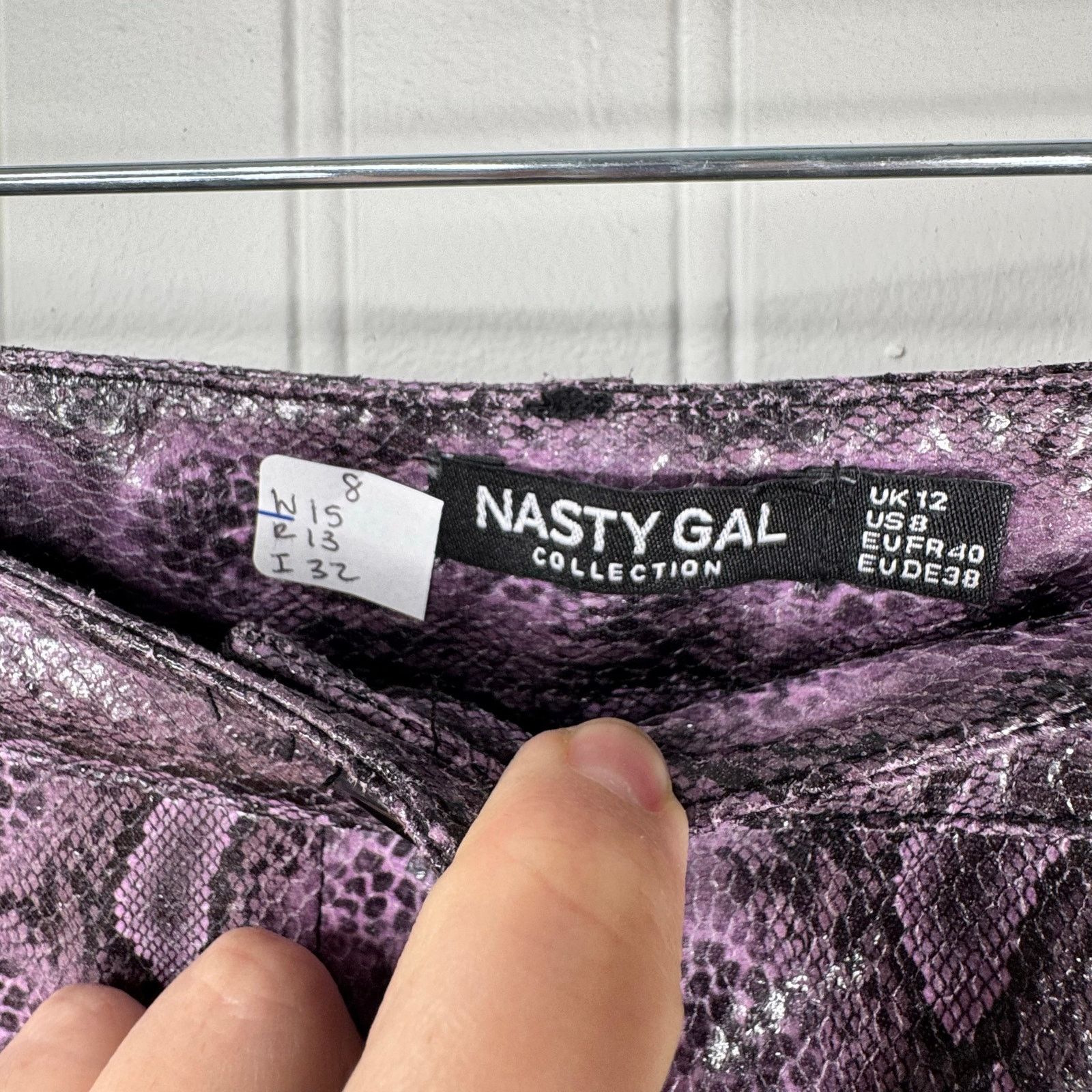 Nasty Gal Nasty Gal Purple Pleather Snakeskin Wide Leg High Rise Pants Size 30" / US 8 / IT 44 - 4 Thumbnail