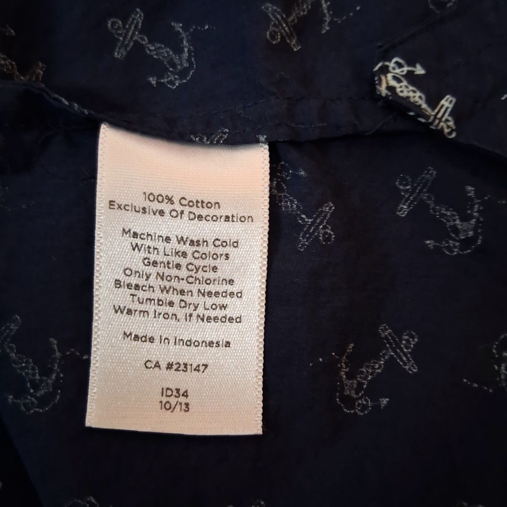 Talbots Talbots Blouse Women 14 Blue Nautical Anchor Sail Boat Long Sleeve Collar Button Cotton Woven Regular Women Size XL / US 12-14 / IT 48-50 - 4 Thumbnail