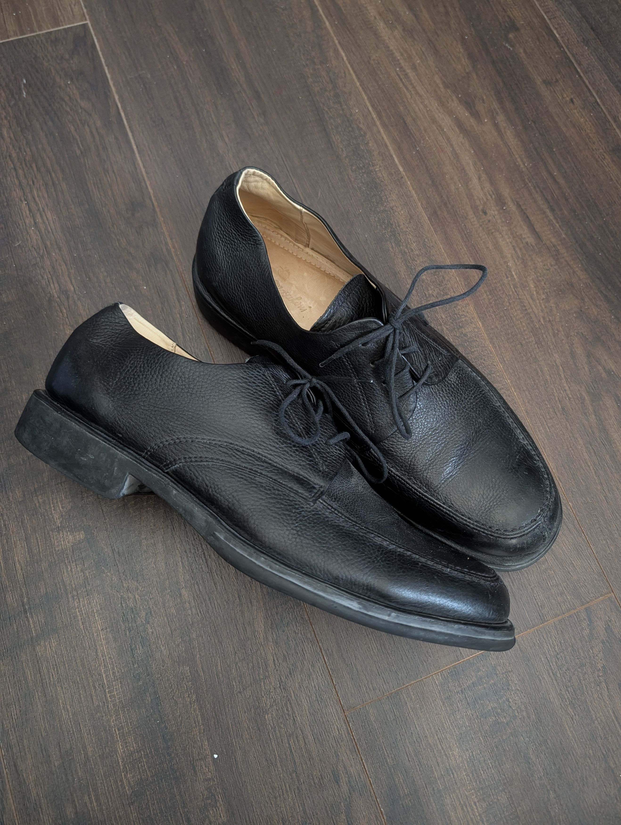 Sandro Moscoloni VTG black pebbles leather chunky Norwegian toe derby shoes Size US 11.5 / EU 44-45 - 1 Thumbnail