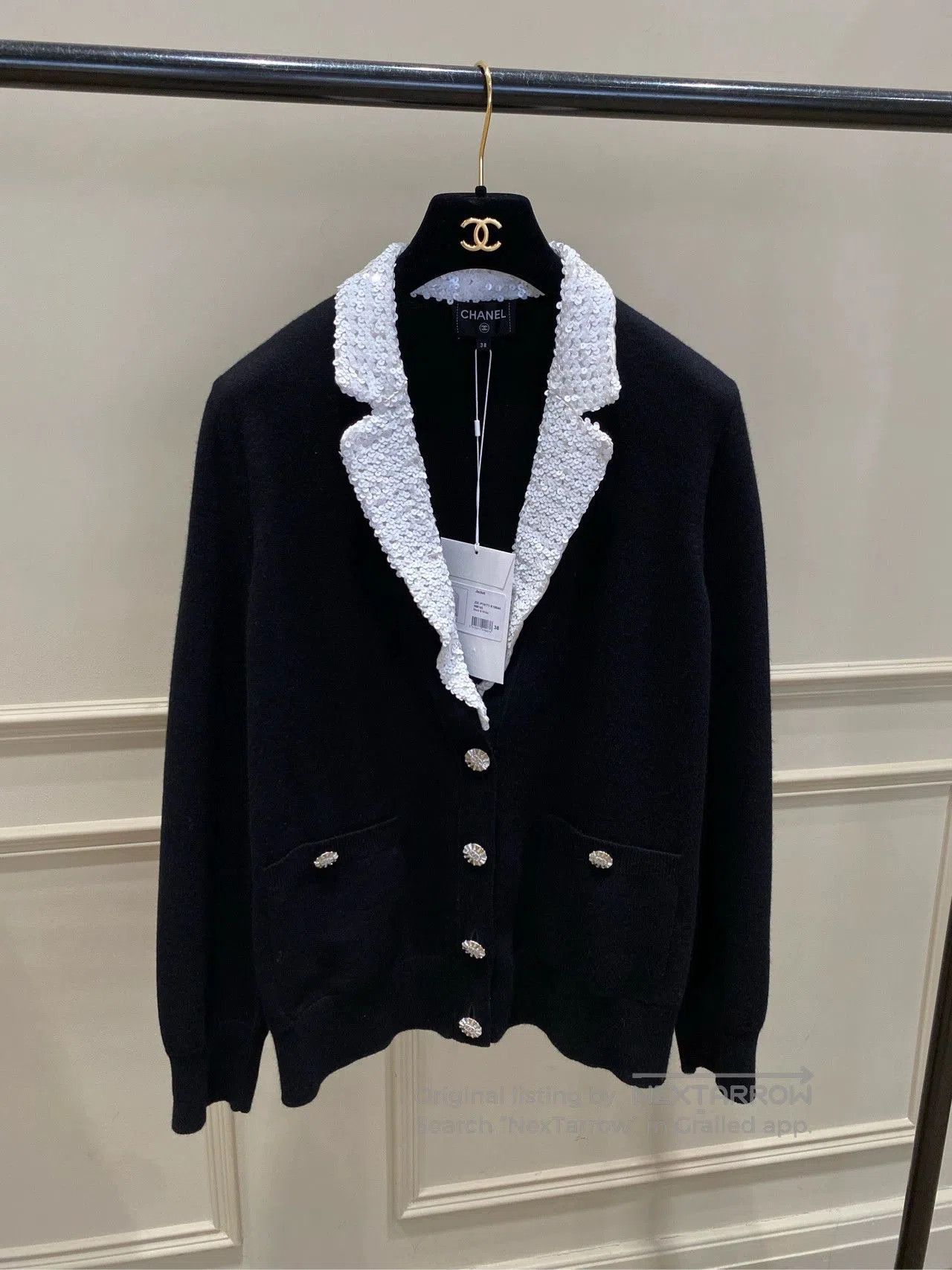 Chanel Chanel 23C Black White Sequin Jacket. Size US XS / EU 42 / 0 - 1 Thumbnail