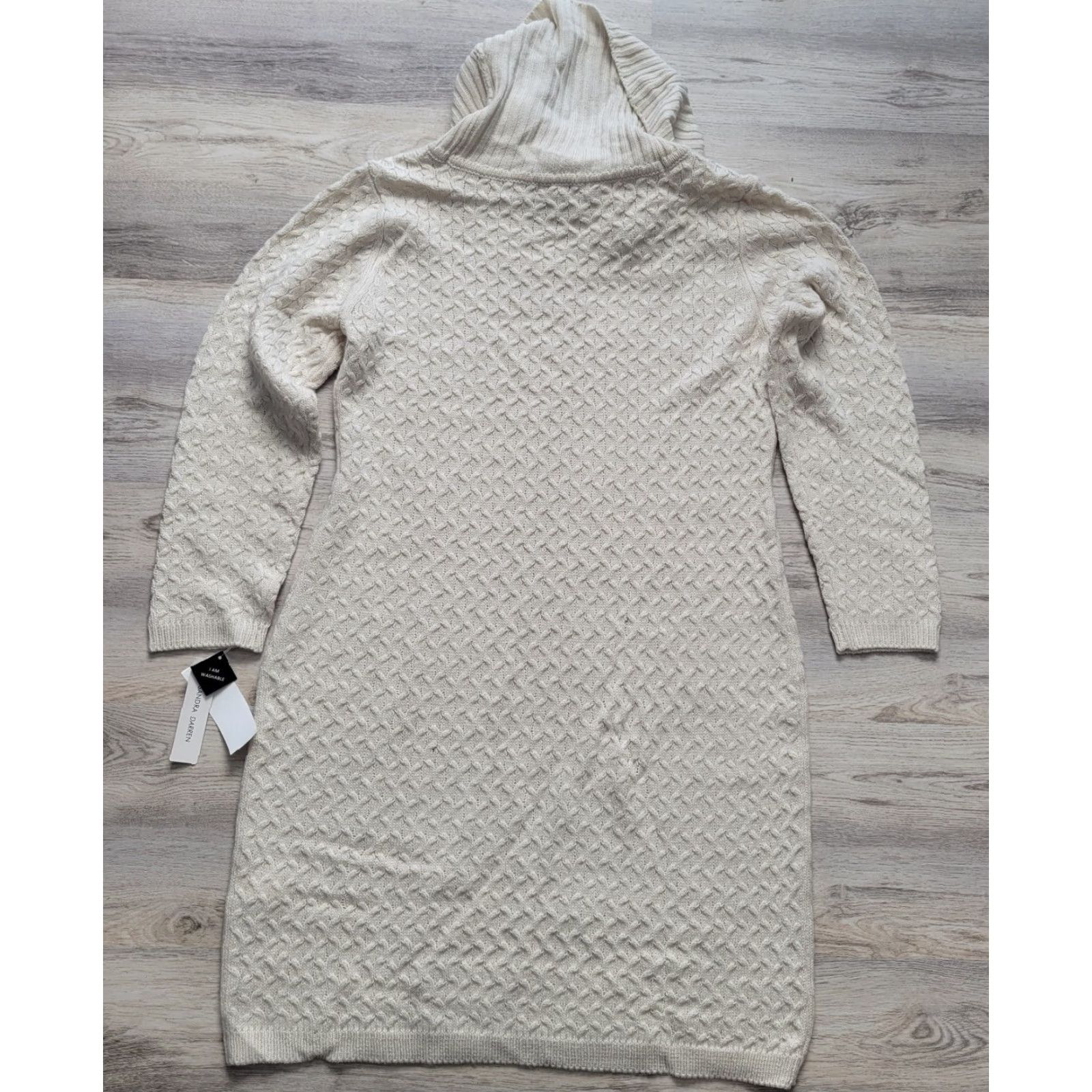 Vintage Sandra Darren Dress Beige Cable Knit Sweater Dress Turtle Neck Casual Sz L NWT Womens Size L / US 10 / IT 46 - 6 Thumbnail