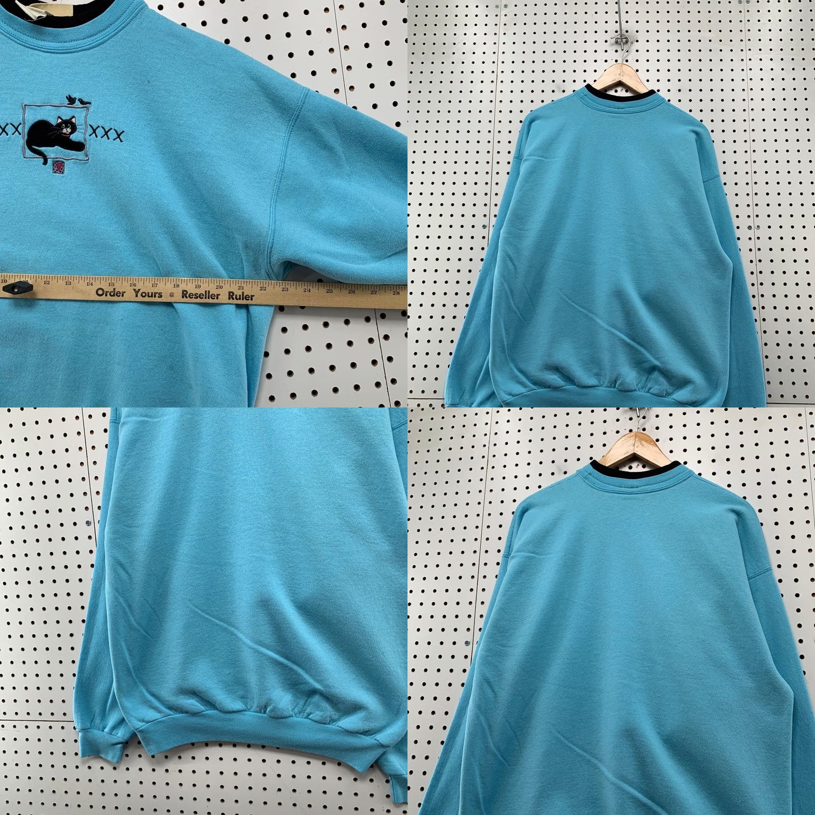 Vintage VINTAGE Top Stitch Cat Sweatshirt Women L Blue Morning Sun Embroidered Kitty 90s Cat Size L / US 10 / IT 46 - 10 Thumbnail