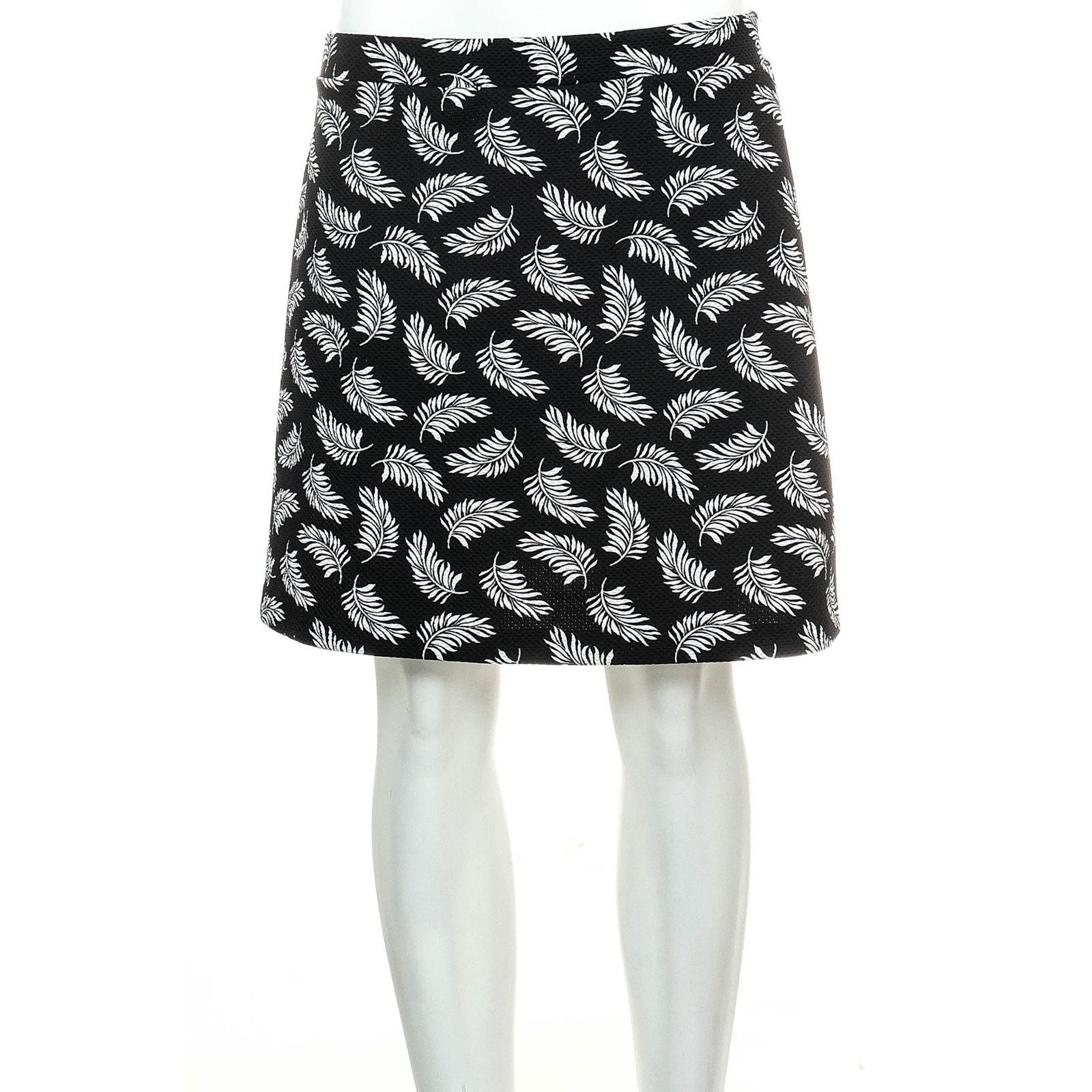 H&M H&M Feather Print Stretch Skirt - Black with White Feather Size 26" / US 2 / IT 38 - 8 Thumbnail