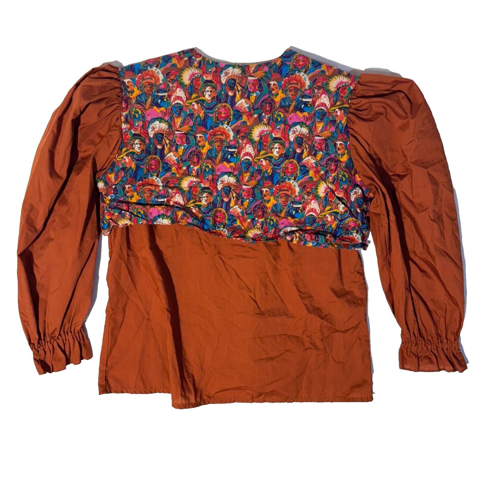 Vintage Kate Schorer Top Womens Large Cowboy Indian Print Country We Size L / US 10 / IT 46 - 6 Thumbnail