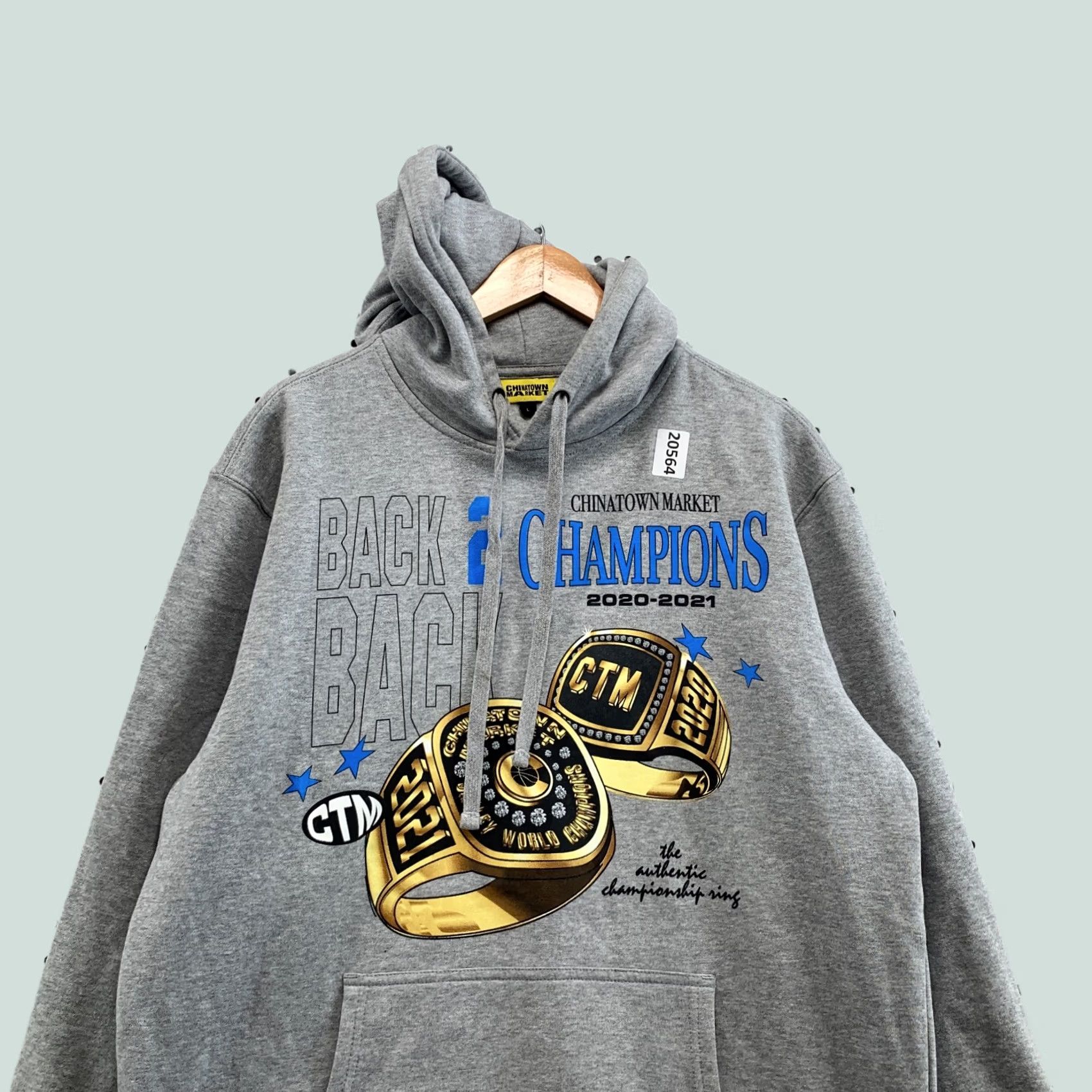 Vintage Chinatown Market Hooded Pullover Sweatshirt Gray Mens L Rings Champions 24x31 Size US L / EU 52-54 / 3 - 1 Thumbnail