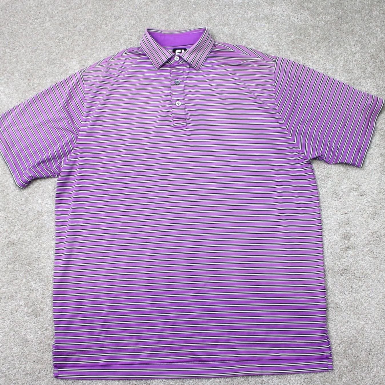 Footjoy FootJoy Polo Shirt Mens Large Purple Striped Short Sleeve Polyester Stretch Golf Shirt Size US L / EU 52-54 / 3 - 2 Thumbnail