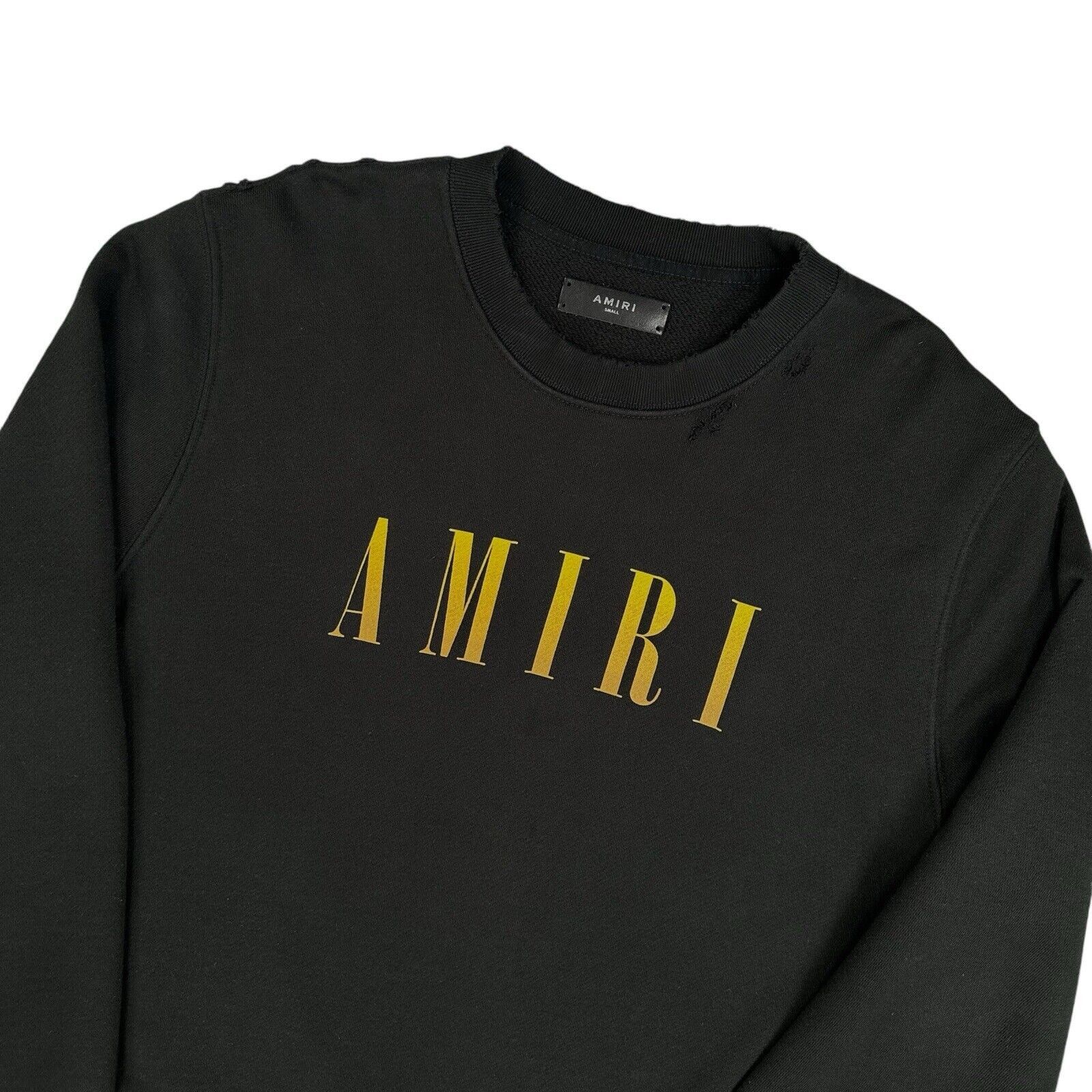 Amiri Amiri Size S Black Sweatshirt Distressed Yellow Chest Logo Size US S / EU 44-46 / 1 - 6 Thumbnail