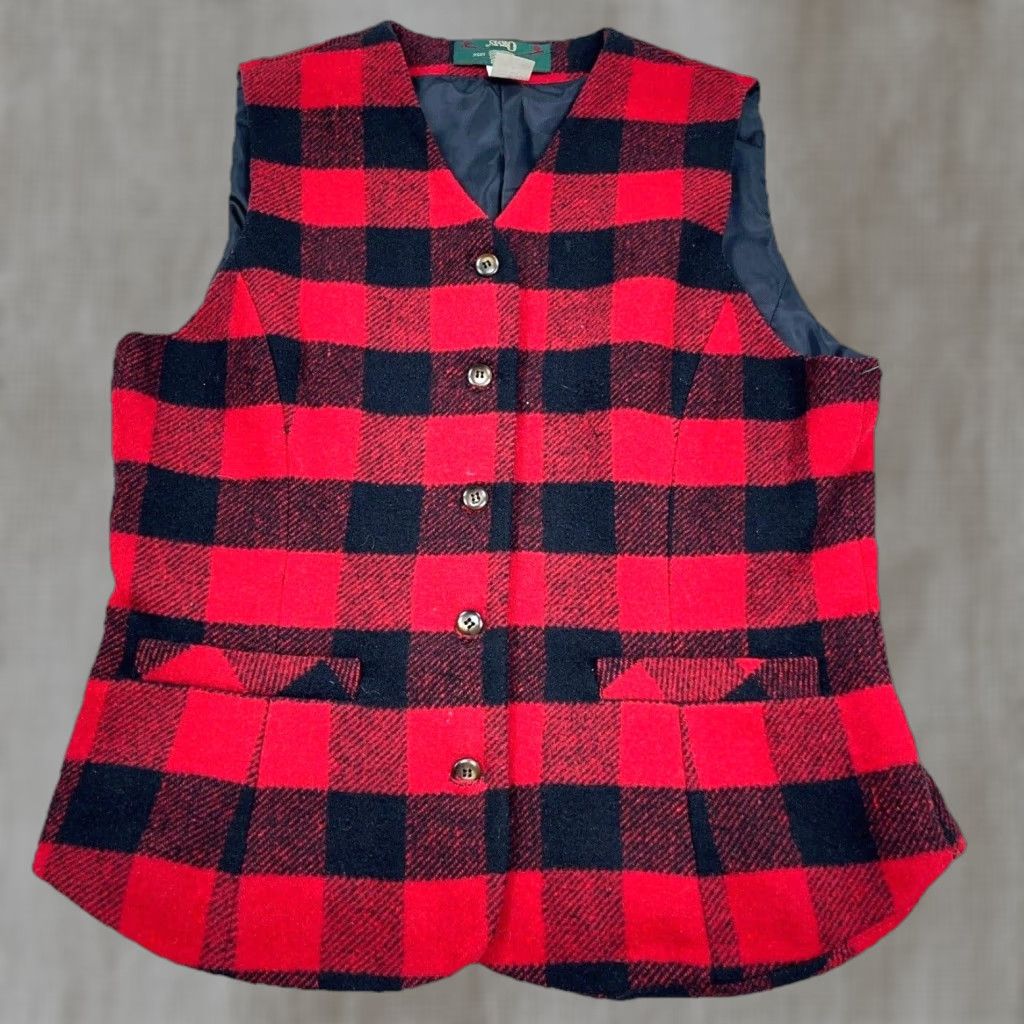 Orvis VINTAGE Orvis Vest Women Small Wool Red Black Buffalo Plaid Western Cowboy USA Women Size S / US 4 / IT 40 - 1 Thumbnail