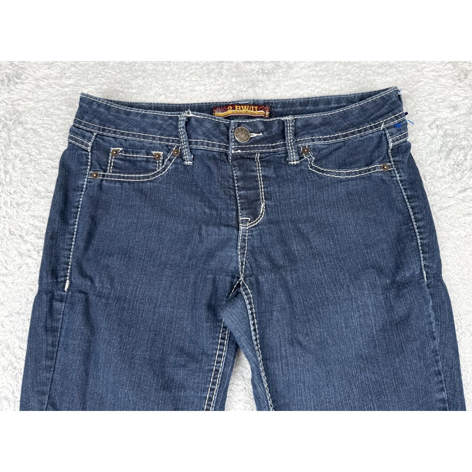 Vintage 2 BWU Womens Skinny Jeans Blue Dark Wash Mid Rise Slim 32x30 5-Pocket Denim Stretch Size 32" / US 10 / IT 46 - 4 Thumbnail