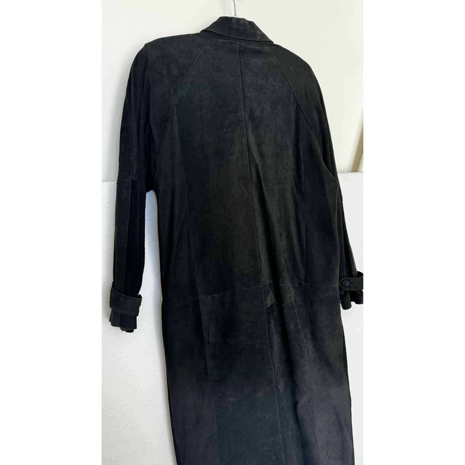 Vintage 90s Split End Ltd Black Suede Leather Long Coat Minimalist M Size M / US 6-8 / IT 42-44 - 5 Thumbnail