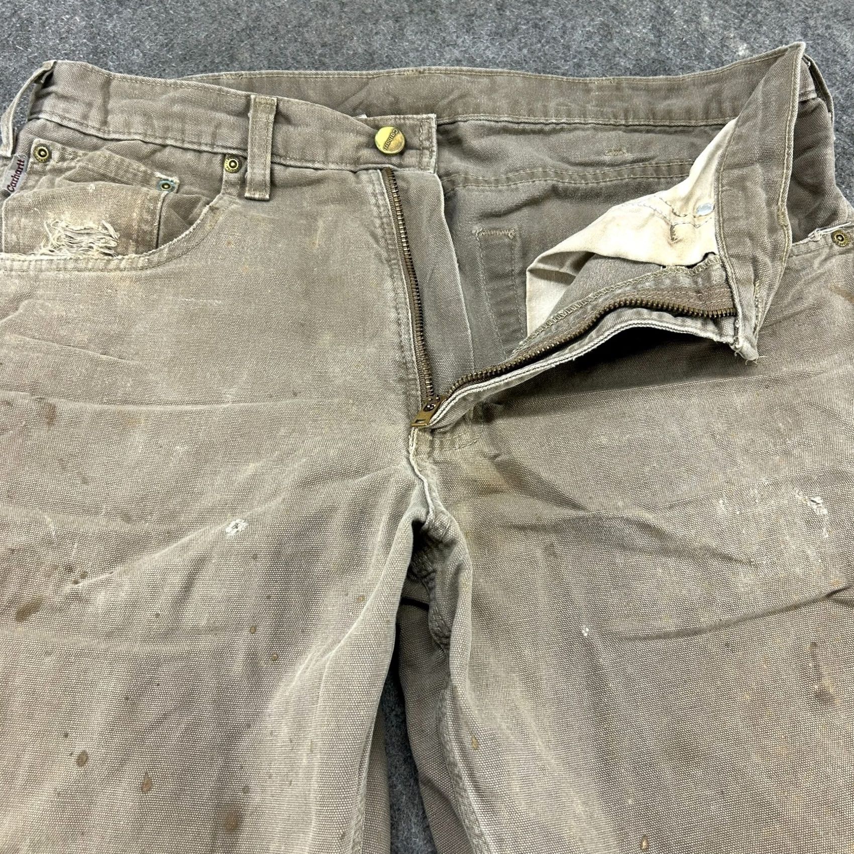 Carhartt VINTAGE Carhartt Pants Mens 32x34 Brown Carpenter Canvas Loose Fit Workwear Distressed Size US 32 / EU 48 - 2 Thumbnail