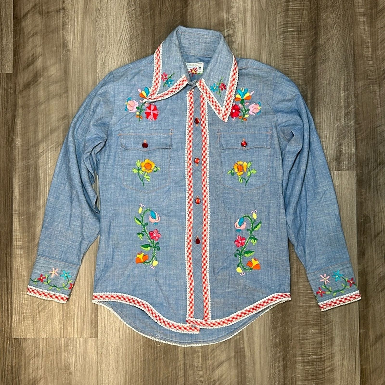 Towncraft Towncraft Vintage Hand Embroidered Button Down - See Sizing Size XS / US 0-2 / IT 36-38 - 1 Thumbnail