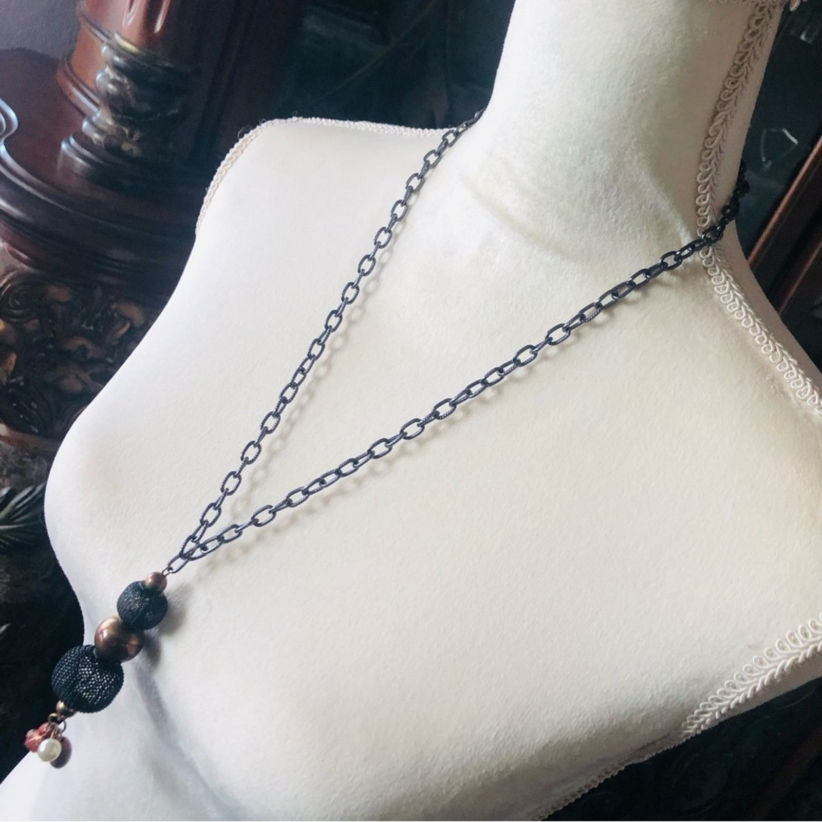 Handmade Handcrafted repurpose black gunmetal chain necklace Size ONE SIZE - 6 Thumbnail