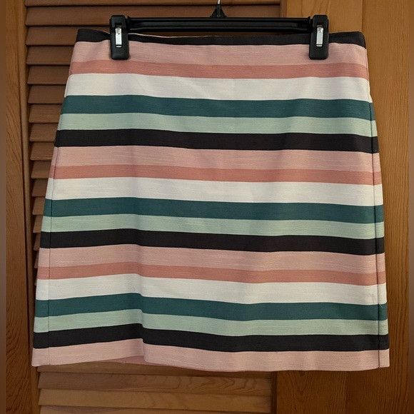 Loft LOFT outlet Summer Striped Mini Skirt Blush Mint Teal size 8 Size 30" / US 8 / IT 44 - 1 Thumbnail