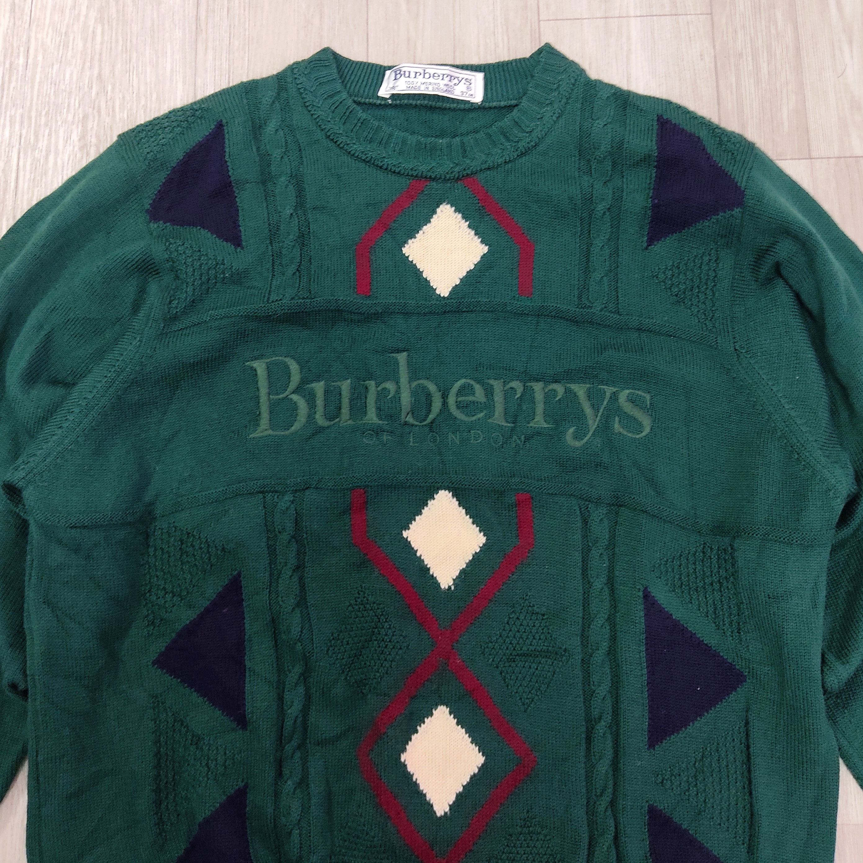 Aran Isles Knitwear × Burberry Vintage BURBERRYS LONDON Knit Merino Wool Sweater Size US M / EU 48-50 / 2 - 4 Thumbnail