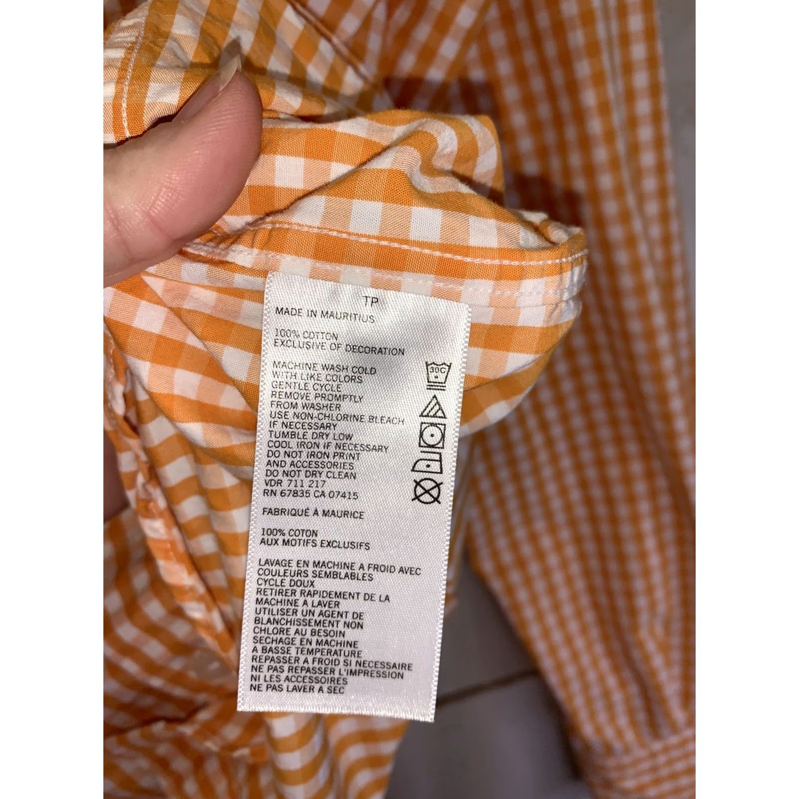 Nautica Nautica Button-Down Shirt Mens XS Classic Fit Organ Gingham Plaid Check Orange Cotton Logo Embroidered Button-Up.Nautica Size US XS / EU 42 / 0 - 3 Thumbnail