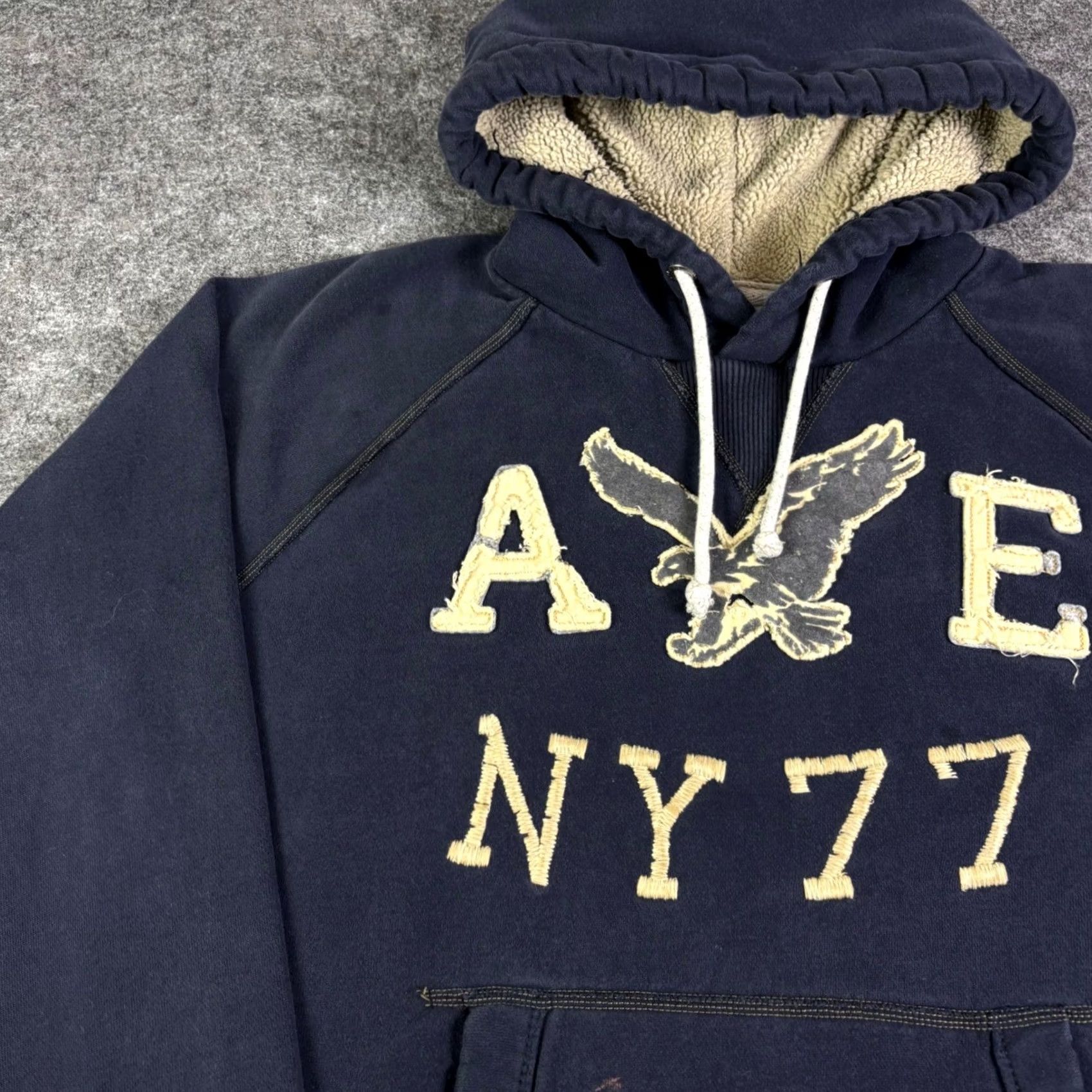 American Eagle Outfitters VINTAGE American Eagle Outfitters Mens Hoodie Navy Blue Sherpa Lined AE NY 77 Size M Size US M / EU 48-50 / 2 - 7 Thumbnail