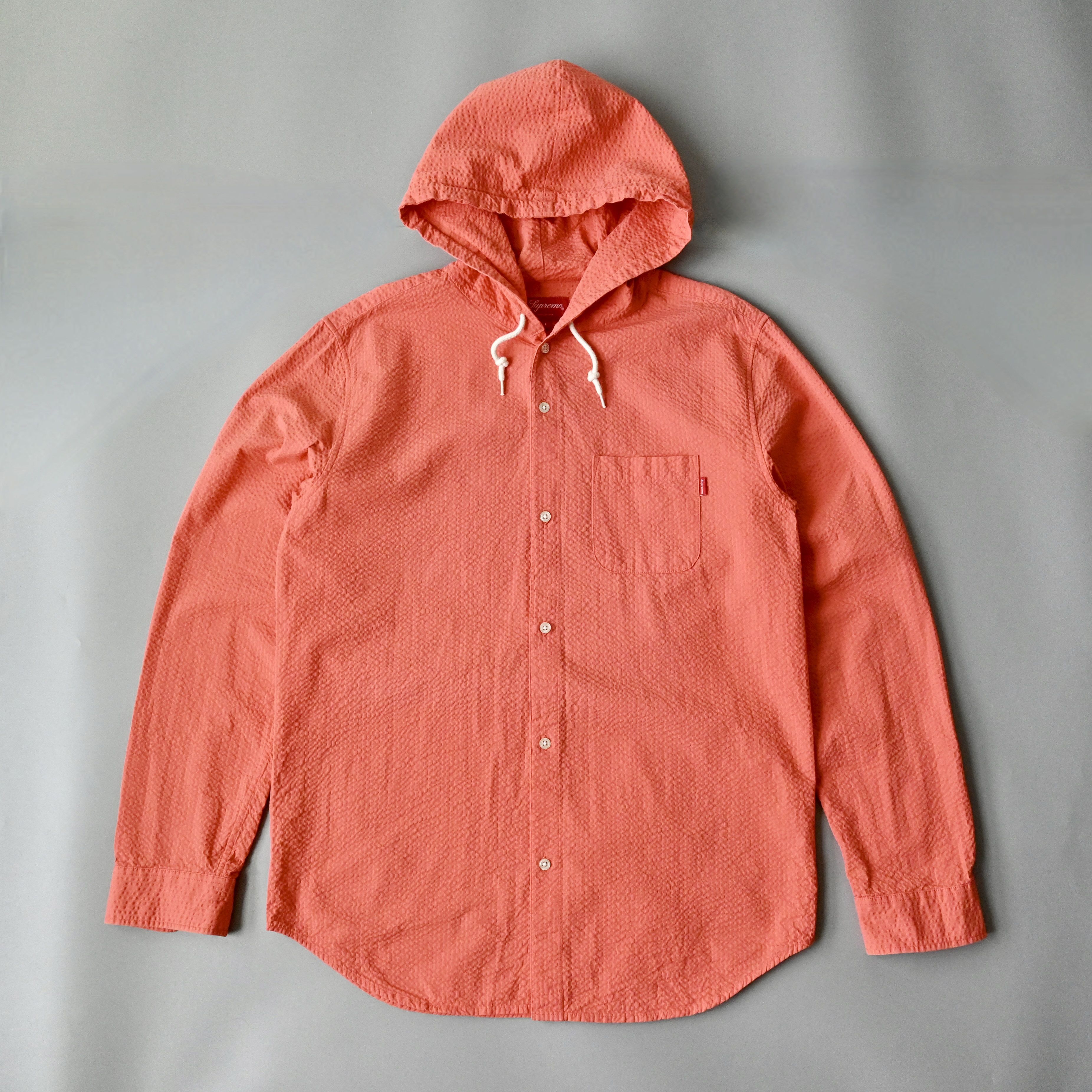 Supreme 15 S/S Supreme seersucker cotton hooded shirt peach L Size US L / EU 52-54 / 3 - 2 Thumbnail