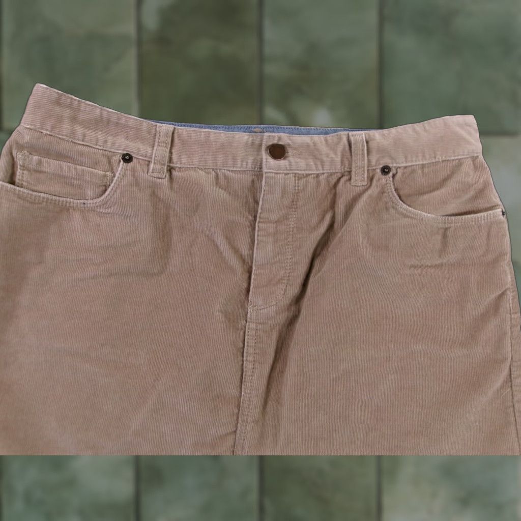 Vintage LL Bean Skirt Womens 12 Regular Tan Corduroy Favorite Fit Casual Pockets Classic Size 34" / US 12 / IT 48 - 1 Thumbnail
