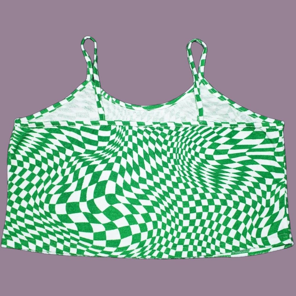 Vintage VINTAGE Rue21 Crop Top Womens Plus 4X Green White Checkered Spaghetti Strap Terry New Size XXL / US 16-18 / IT 52-54 - 1 Thumbnail