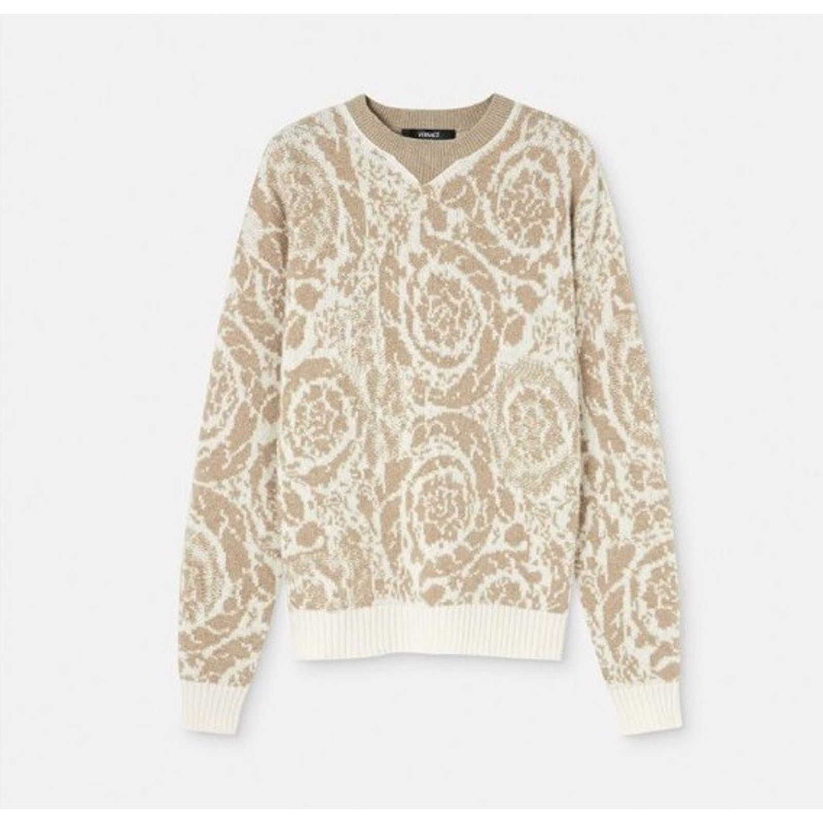 Versace Versace Barocco Wool Knit Sweater Beige 40 US 1013400 Size US M / EU 48-50 / 2 - 2 Thumbnail