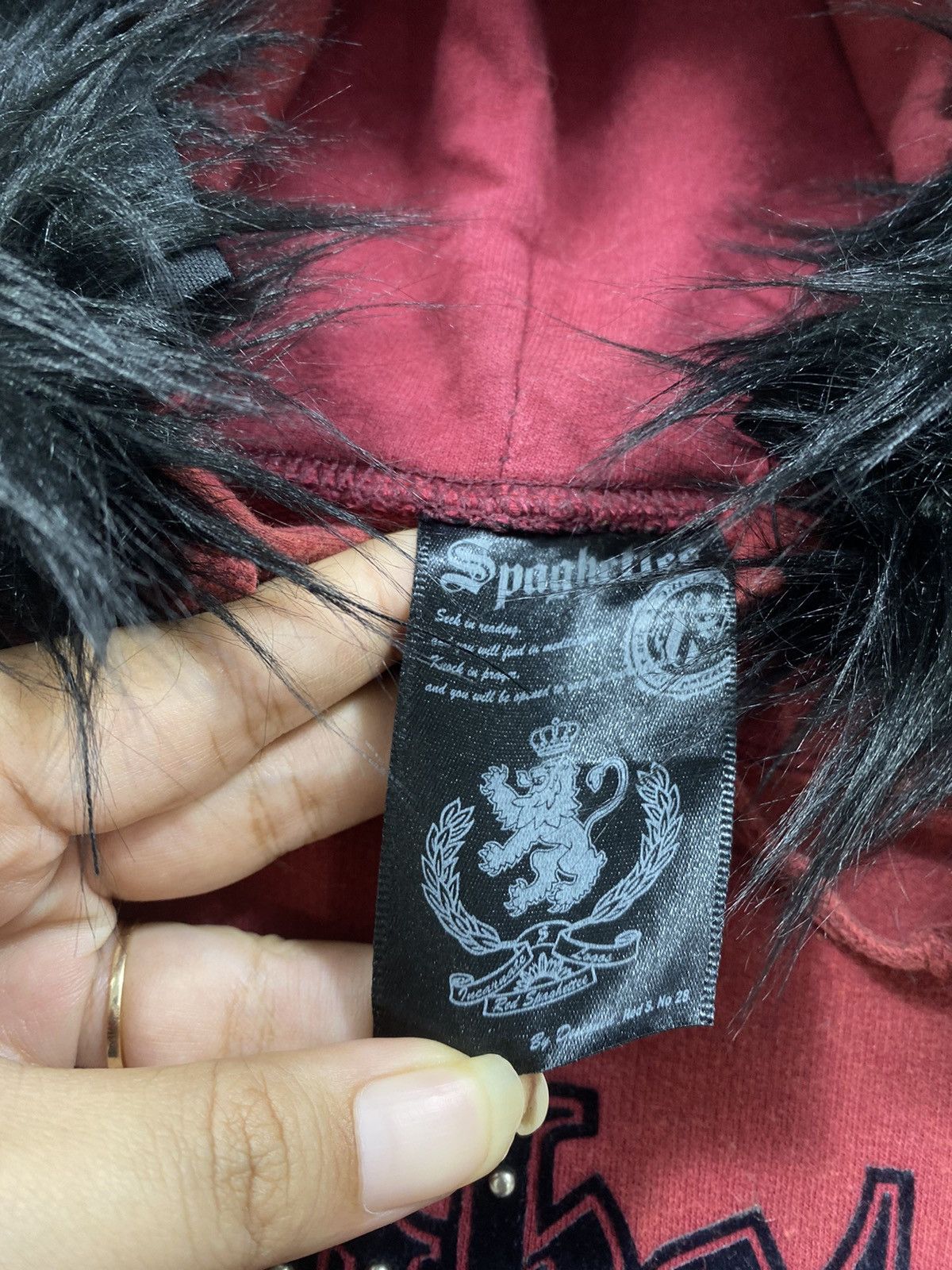Japanese Brand Japanese Poem gothic Red Spaghettee Zip Fur Hoodie ifsix Size US L / EU 52-54 / 3 - 4 Thumbnail