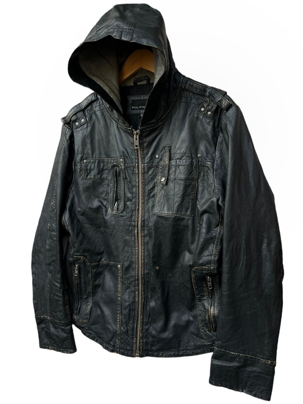 Japanese Brand Bondage Politix Multipocket Patchwork Punk Leather Jacket Size US L / EU 52-54 / 3 - 1 Thumbnail