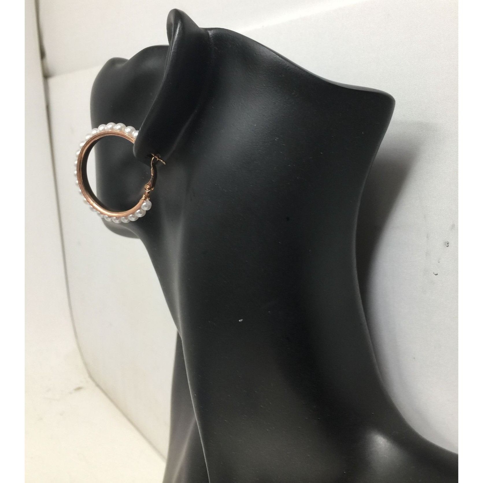 Other Women's Rose Gold Hoop Earrings with White Faux Pearl/Beads Size ONE SIZE - 5 Thumbnail