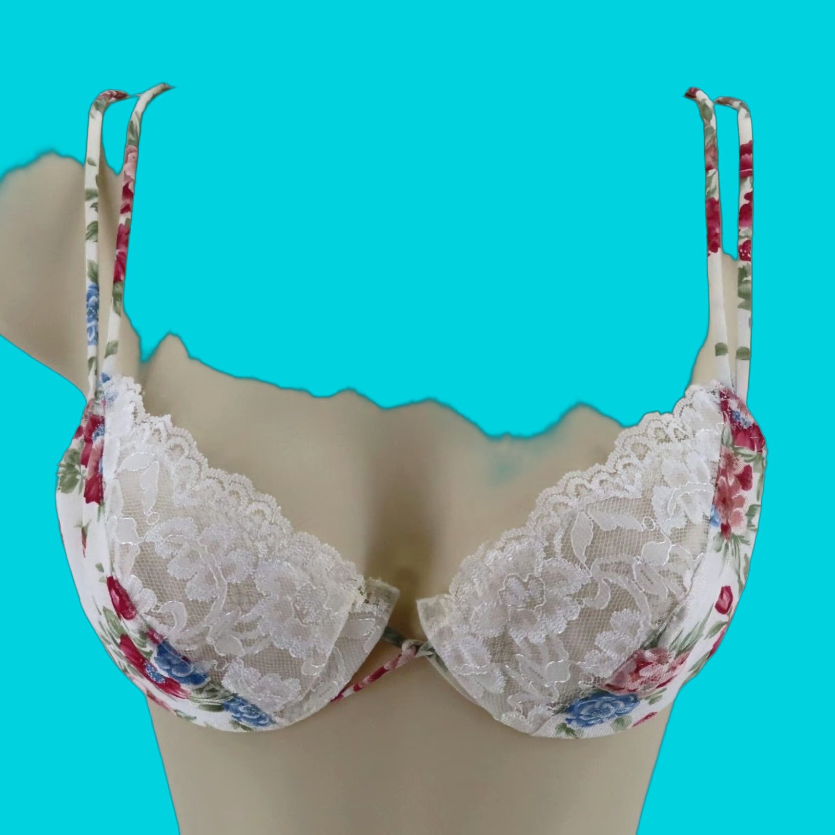 Vintage VINTAGE Jaclyn Smith Bra Underwire Padded Floral Print 34B Women Shirt Style Ladies Menus Size ONE SIZE - 1 Thumbnail