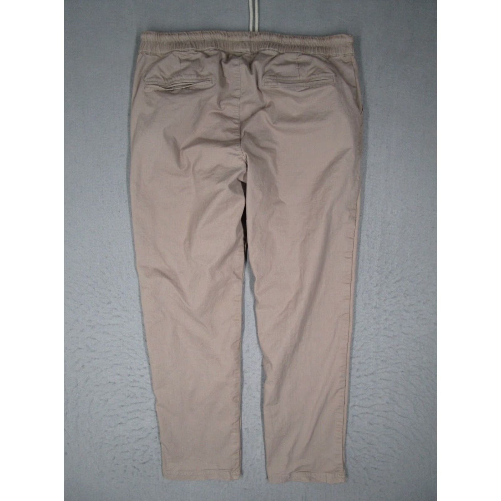 Vintage Pact Mens Beige Twill Joggers Large Organic Cotton Blend Tapered Work Hike Pants Size US 33 - 7 Thumbnail