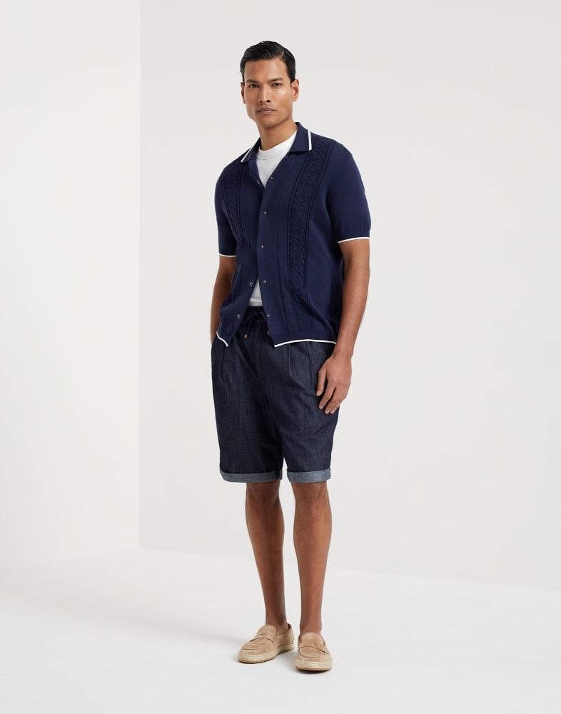 Brunello Cucinelli o1w1db10825 Dyed Denim Bermuda in Navy Blue Size US 30 / EU 46 - 3 Thumbnail