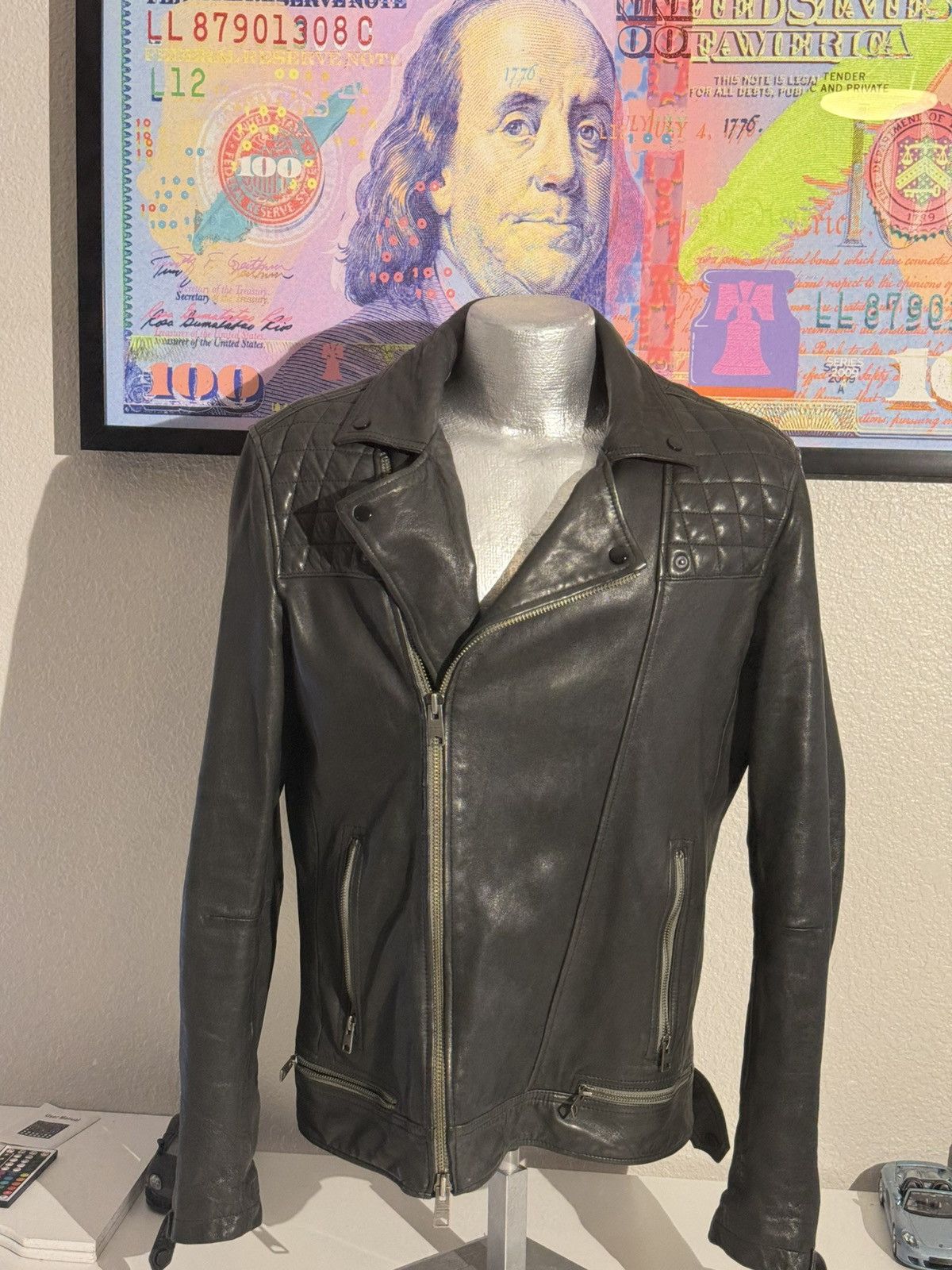 Allsaints AllSaints Black Leather Biker JacketQuiltedMotorcycle Jacket Size US L / EU 52-54 / 3 - 2 Thumbnail
