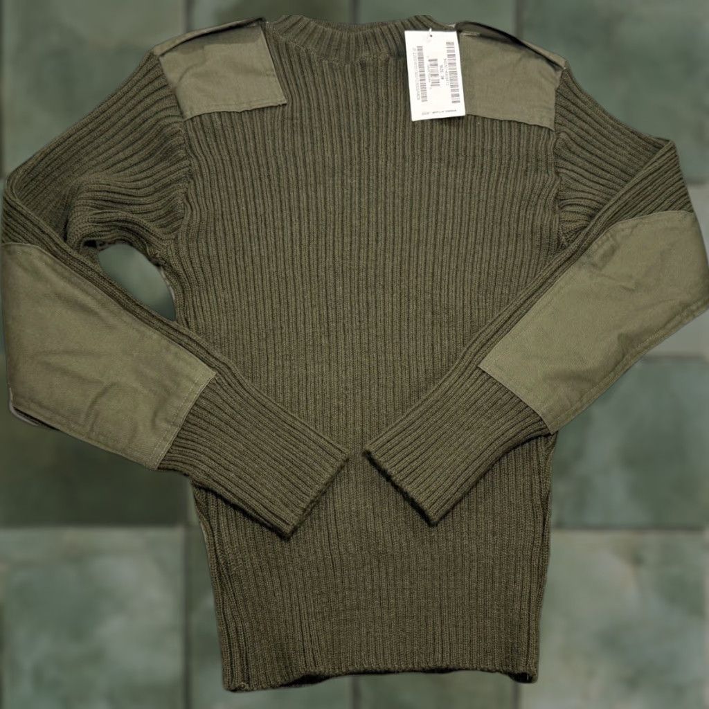 Commando VINTAGE DSCP US Military Sweater Pullover Wool 38 Green Epaulettes Mens Regular Winter 90s Army Commandos Size US M / EU 48-50 / 2 - 1 Thumbnail