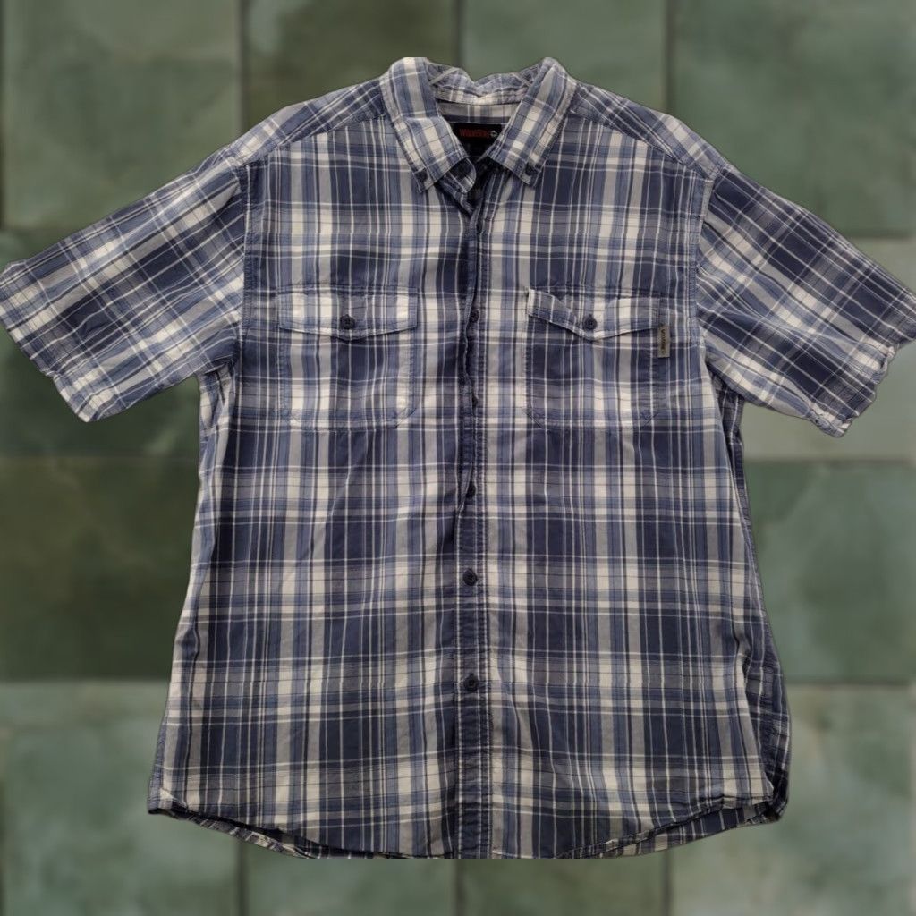 Vintage Wolverine Shirt Mens Large Short Sleeve Button Up Blue Plaid Size US L / EU 52-54 / 3 - 1 Thumbnail