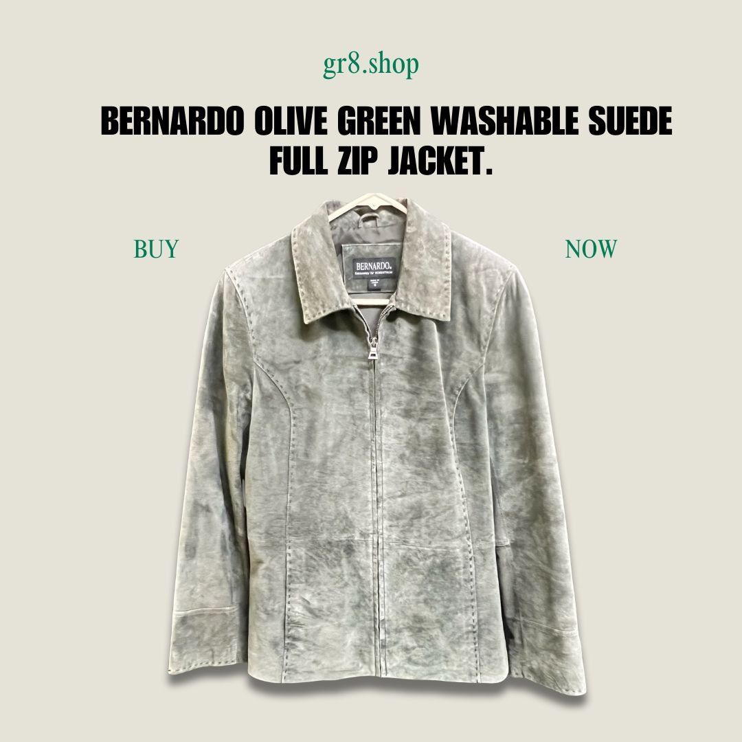 Other Bernardo Olive Green Washable Suede Full Zip Jacket Womens S Size US M / EU 48-50 / 2 - 1 Thumbnail